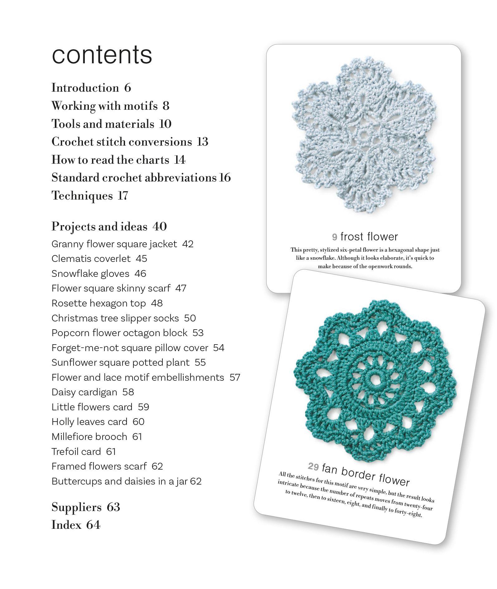Beispielinhalt (Bild) Granny Square and Crochet Motif Card and Book Set: 50 cards and a 64-page book