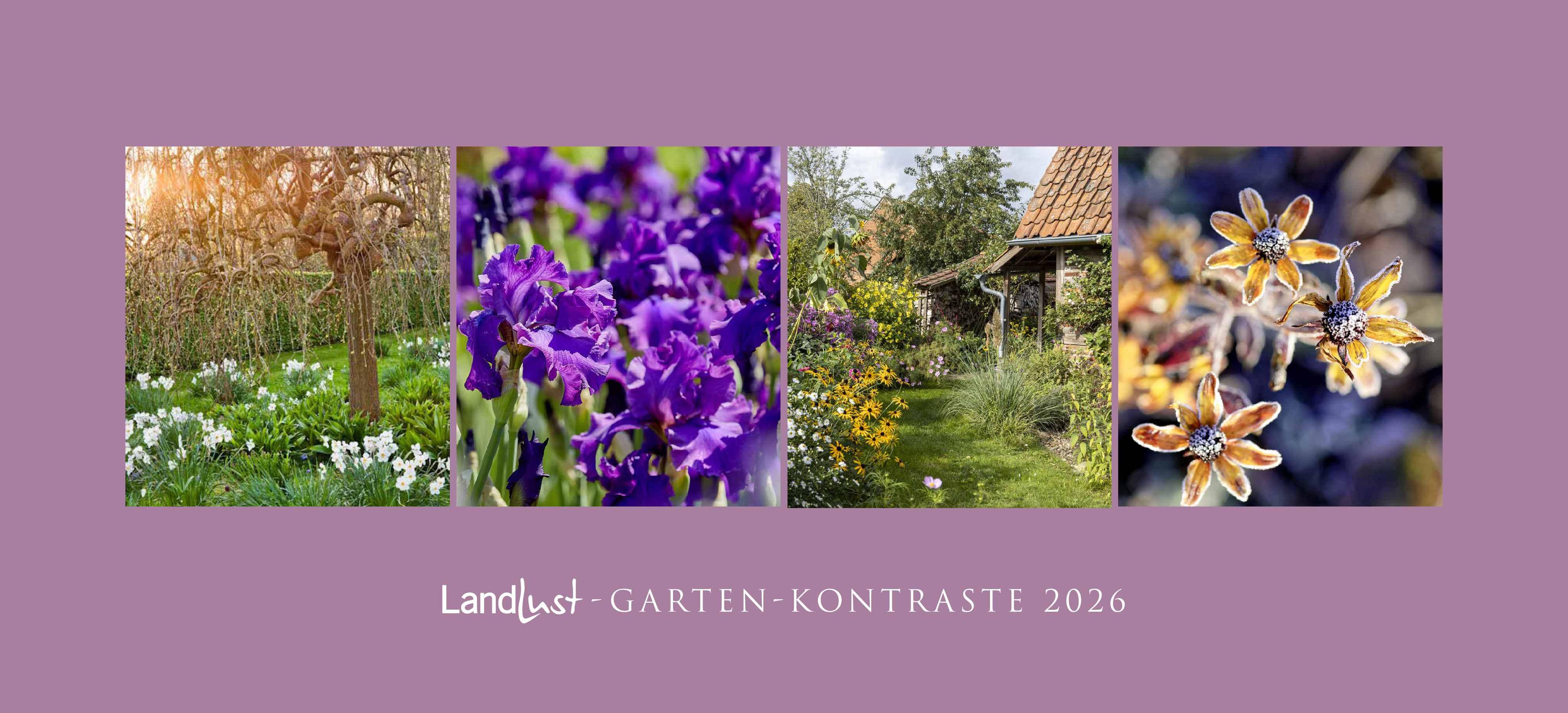 Vorderes Coverbild Landlust Panorama: Garten-Kontraste 2026 Wand-Kalender - Panorama-Kalender - Fotografie - Gartenkalender 110x50
