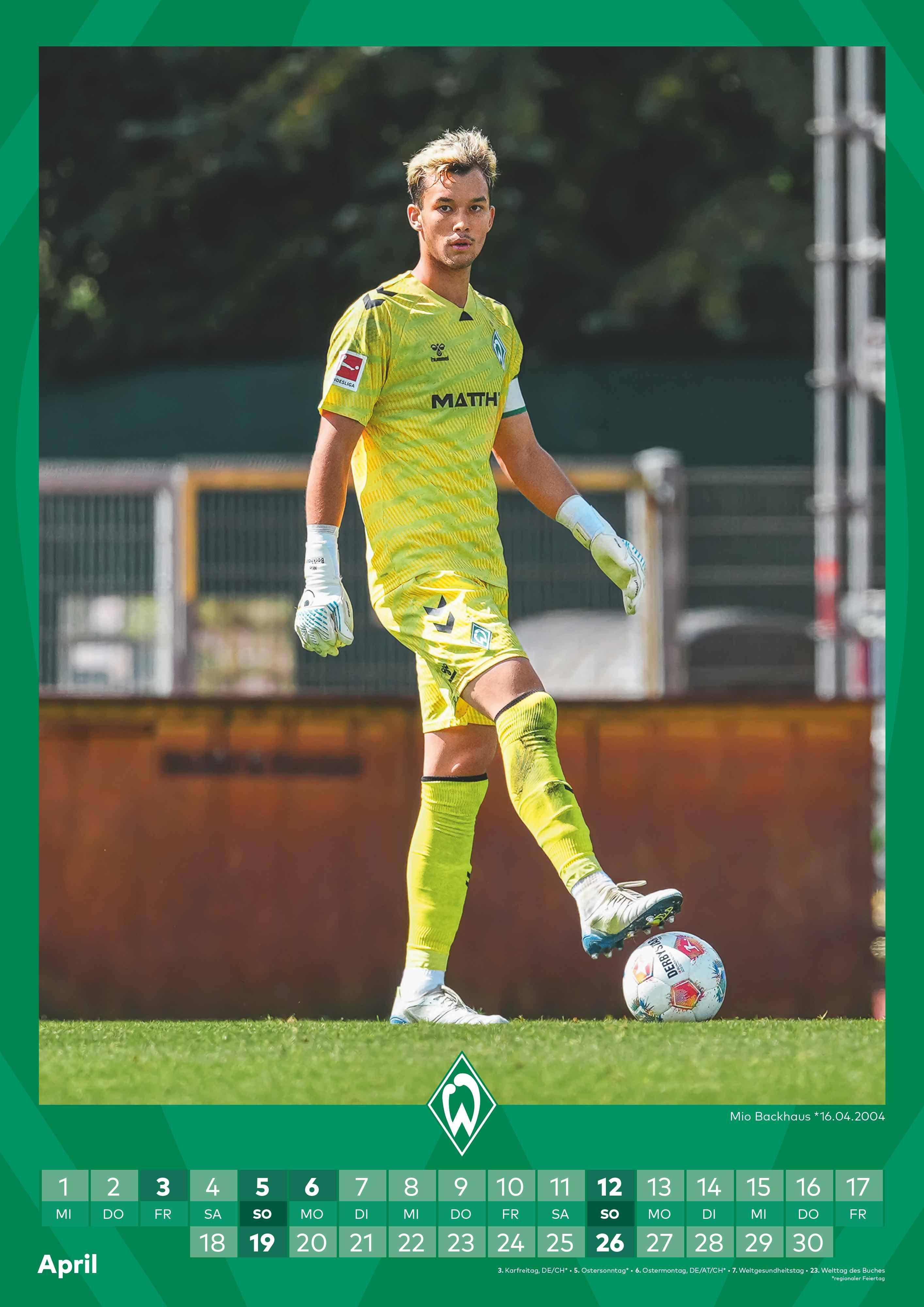 Beispielinhalt (Bild) Werder Bremen 2026 - A3-Kalender - Fußball-Kalender - Fan-Kalender - 29,7x42 - Sport