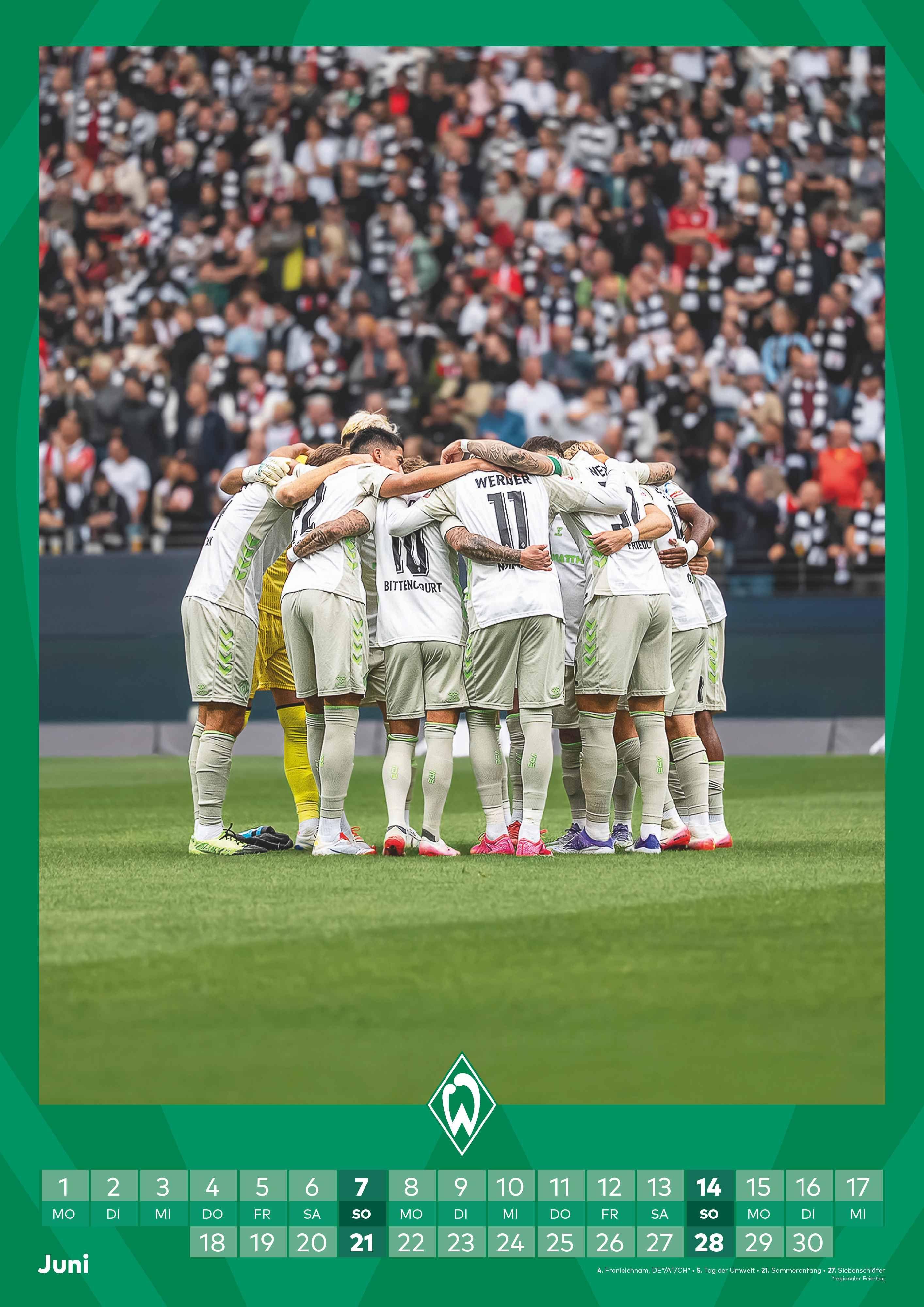 Beispielinhalt (Bild) Werder Bremen 2026 - A3-Kalender - Fußball-Kalender - Fan-Kalender - 29,7x42 - Sport