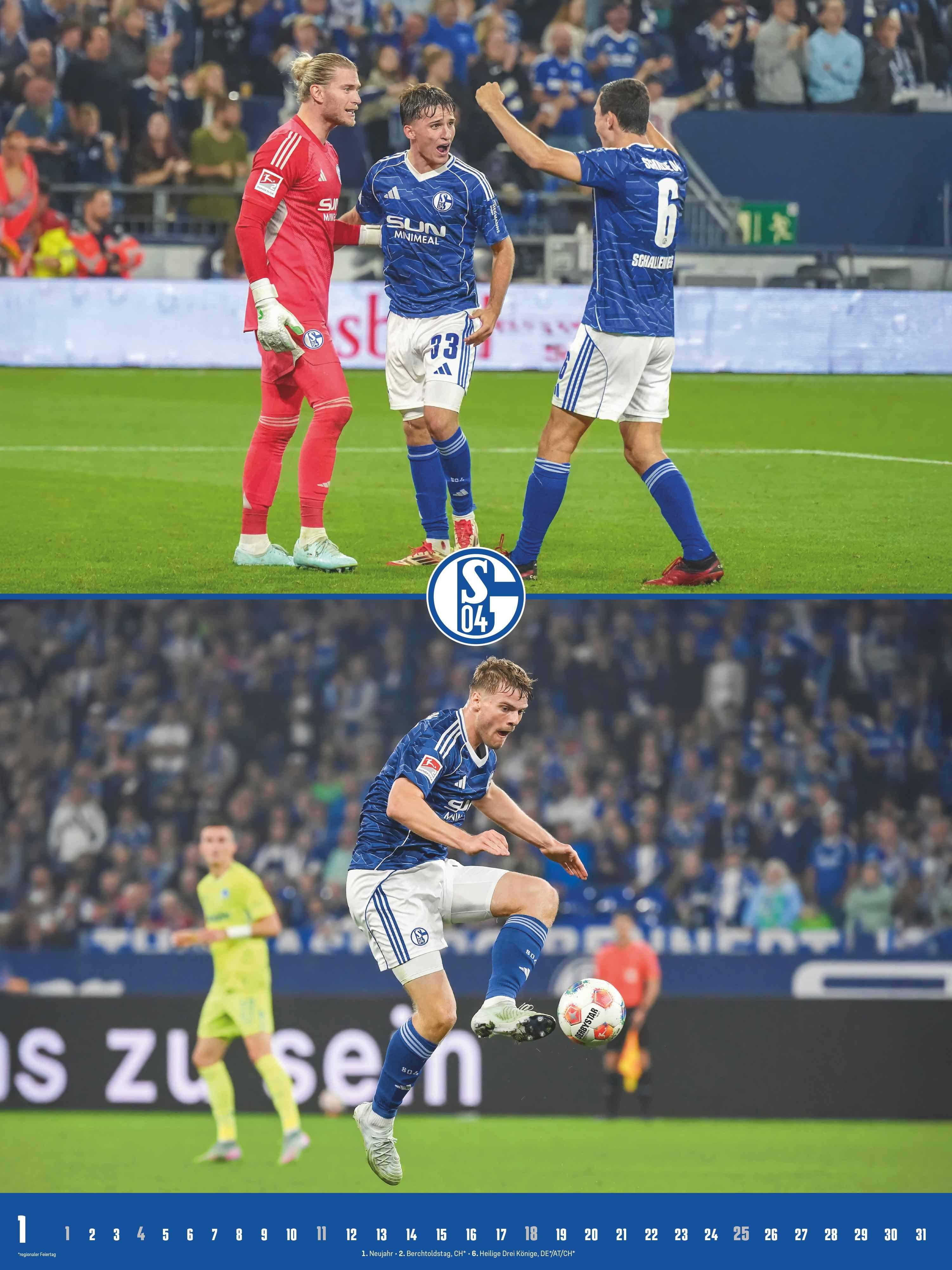 Beispielinhalt (Bild) FC Schalke 04 2026 - Poster-Kalender-XL - Fußball-Kalender - Fan-Kalender - 48x64 - Sport