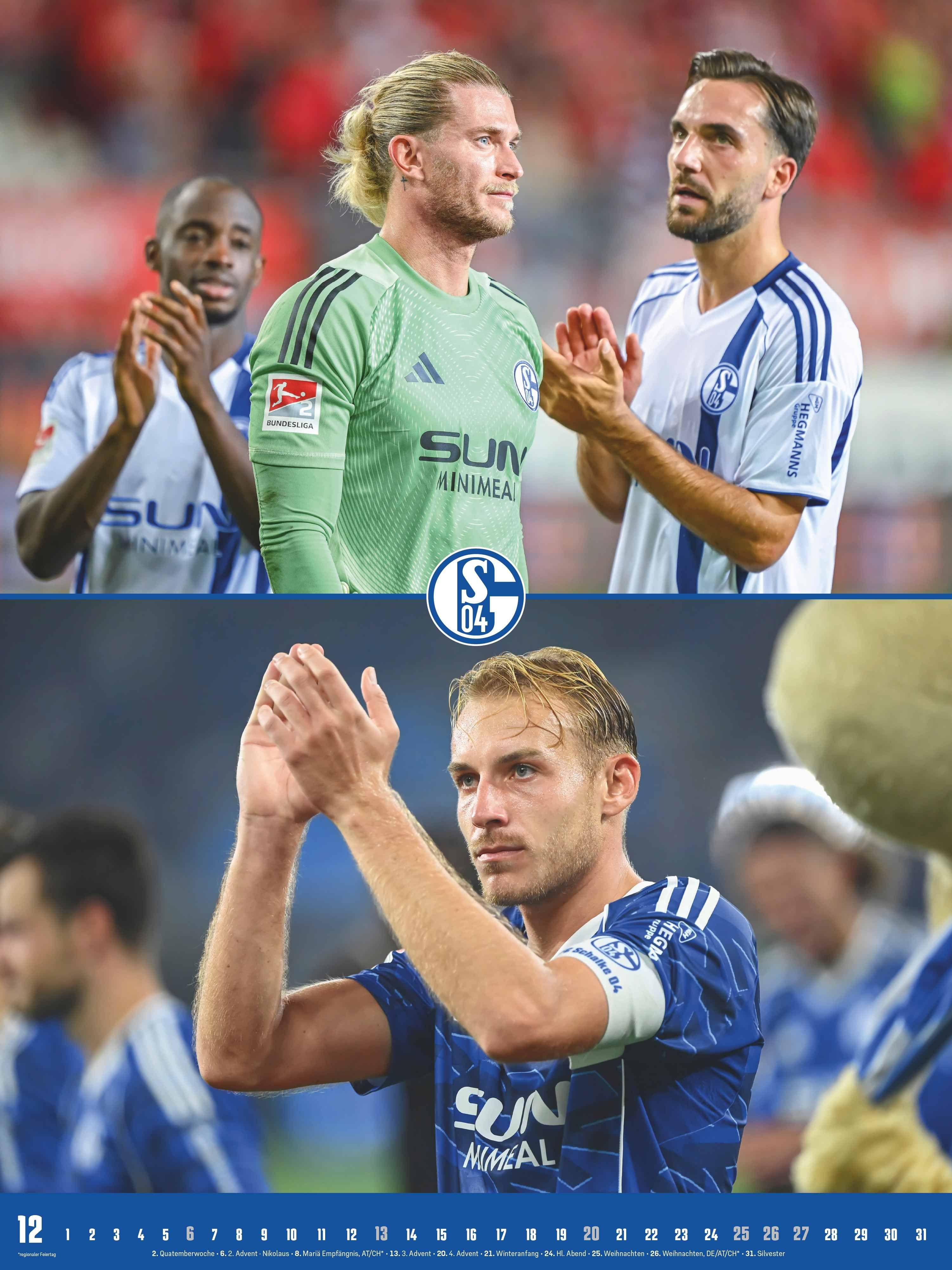 Beispielinhalt (Bild) FC Schalke 04 2026 - Poster-Kalender-XL - Fußball-Kalender - Fan-Kalender - 48x64 - Sport