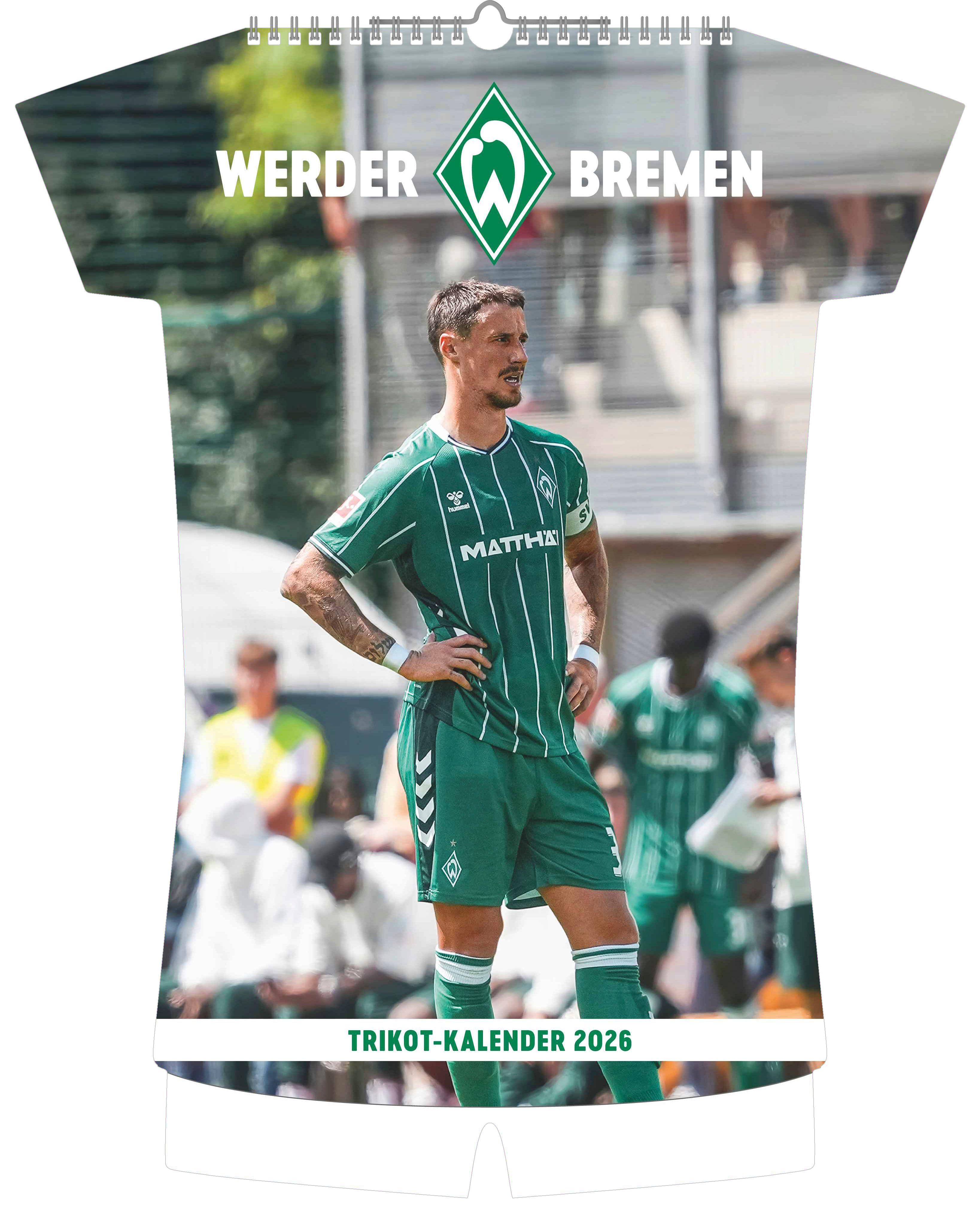 Vorderes Coverbild Werder Bremen 2026 - Trikotkalender - Fan-Kalender - Fußball-Kalender - 34,1x42 - Sport