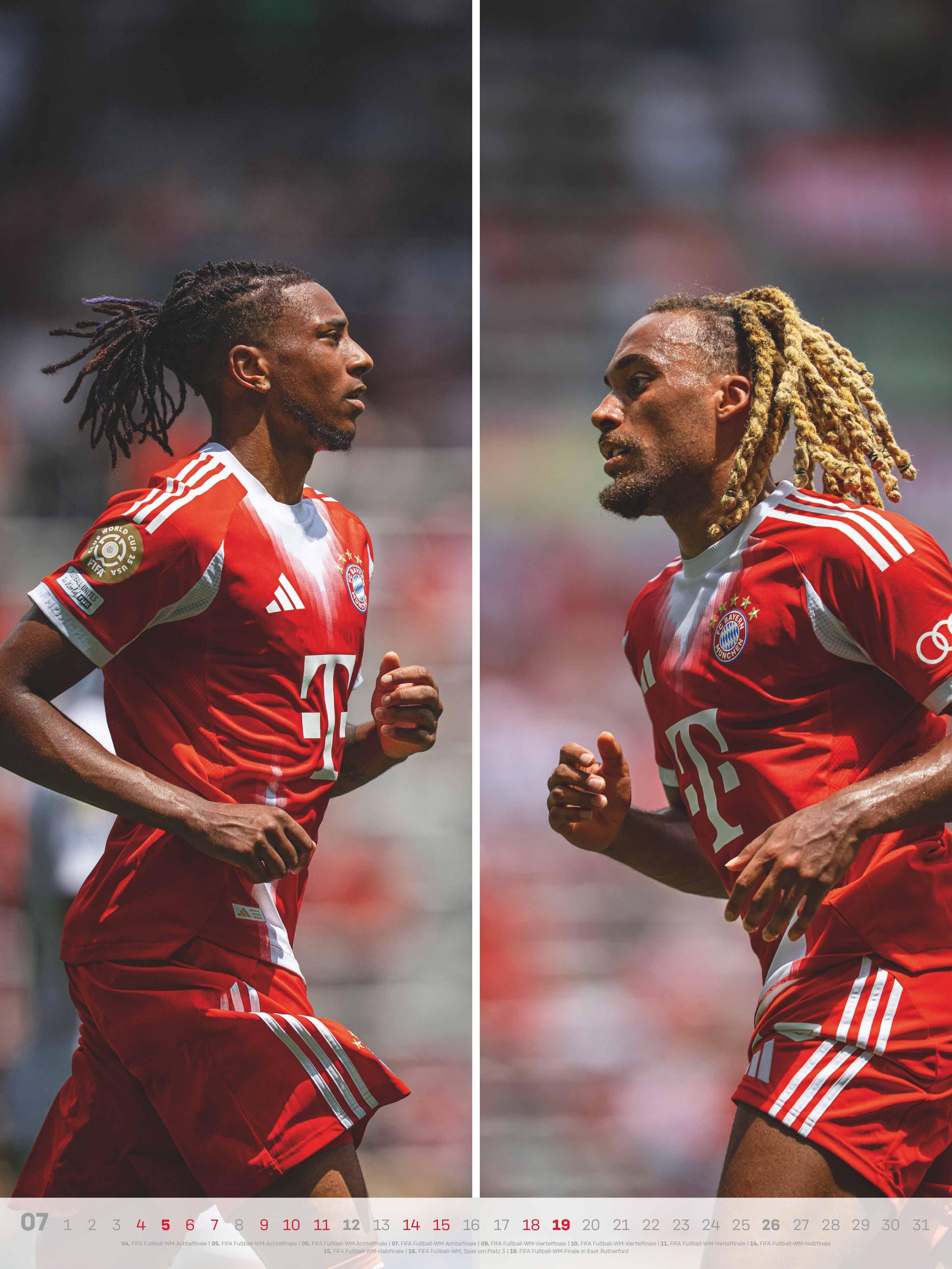 Beispielinhalt (Bild) N NEUMANNVERLAGE - FC Bayern München 2026 Posterkalender, 48x64cm, Fußball-Kalender mit Motiven der Stars, Fan-Kalender mit Fußball-Highlights, Spiralbindung und internationales Kalendarium