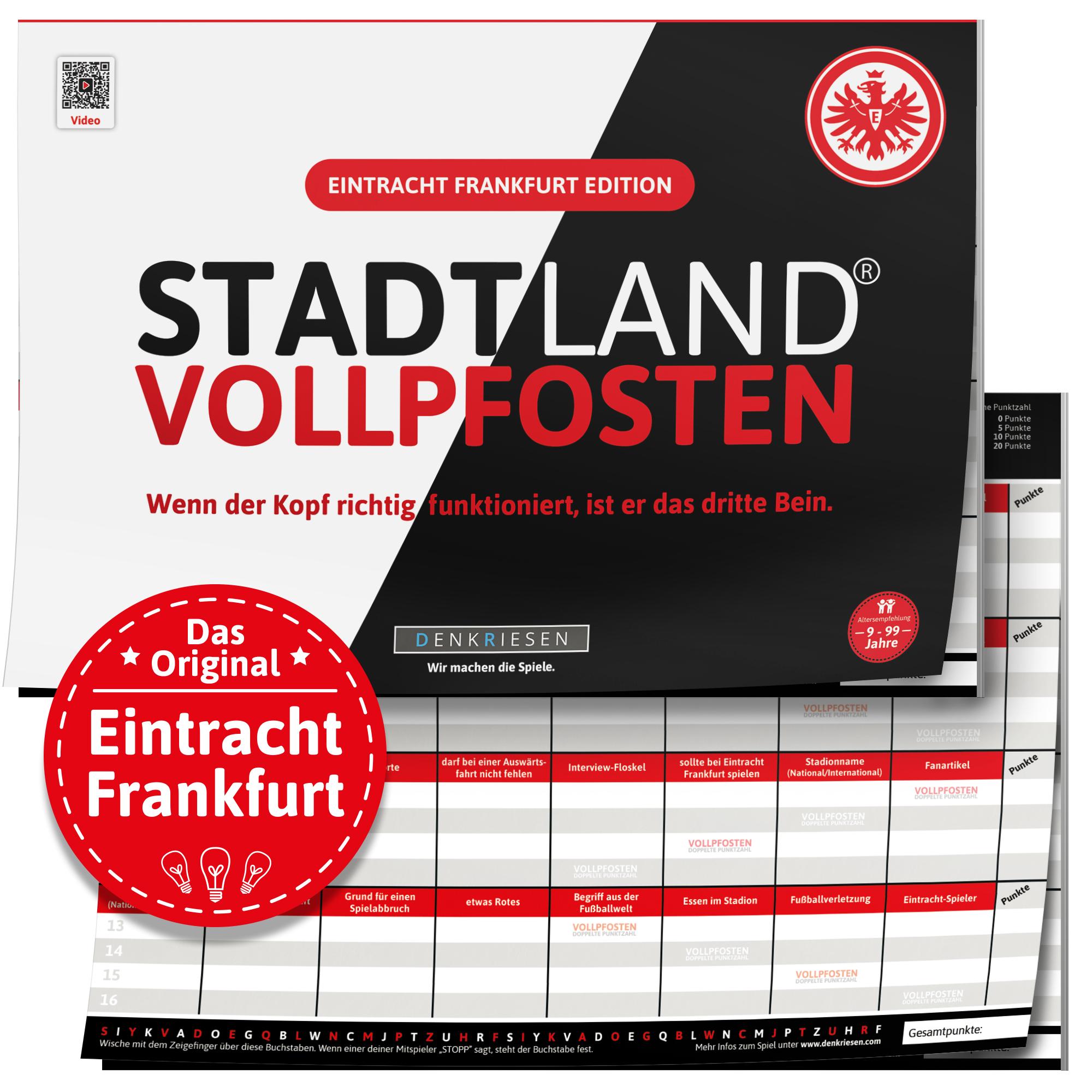 Vorderes Coverbild DENKRIESEN - STADT LAND VOLLPFOSTEN® - Eintracht Frankfurt EDITION - "Wenn der Kopf richtig funktioniert, ist er das dritte Bein." - A4