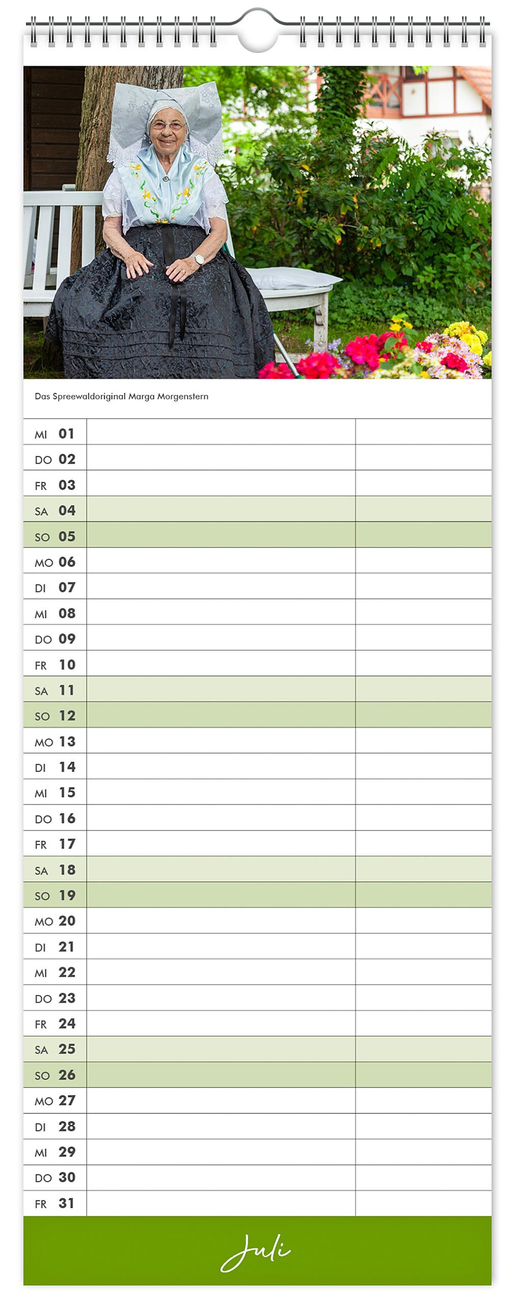 Beispielinhalt (Bild) Küchenkalender Spreewald 2026 NEU! inkl. Rezepte