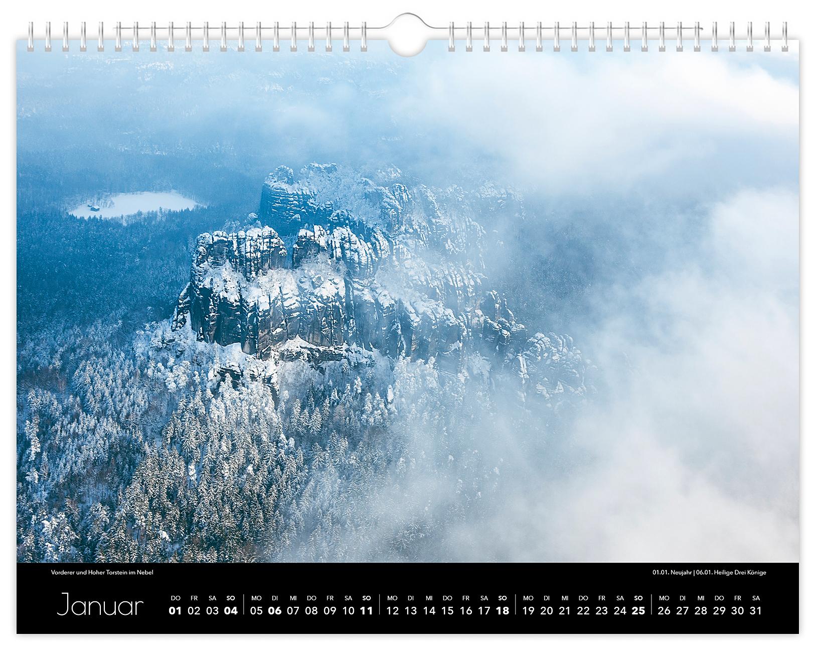Beispielinhalt (Bild) Kalender Sächsische Schweiz 2026