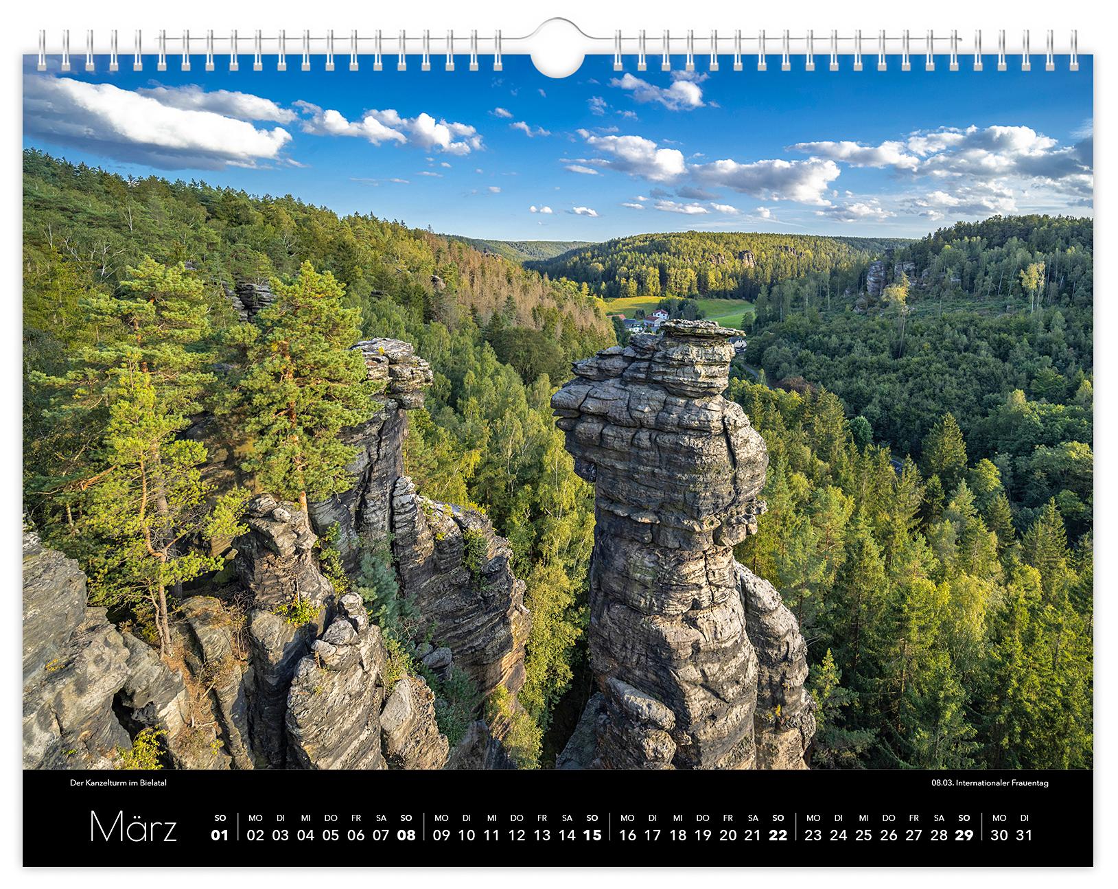 Beispielinhalt (Bild) Kalender Sächsische Schweiz 2026