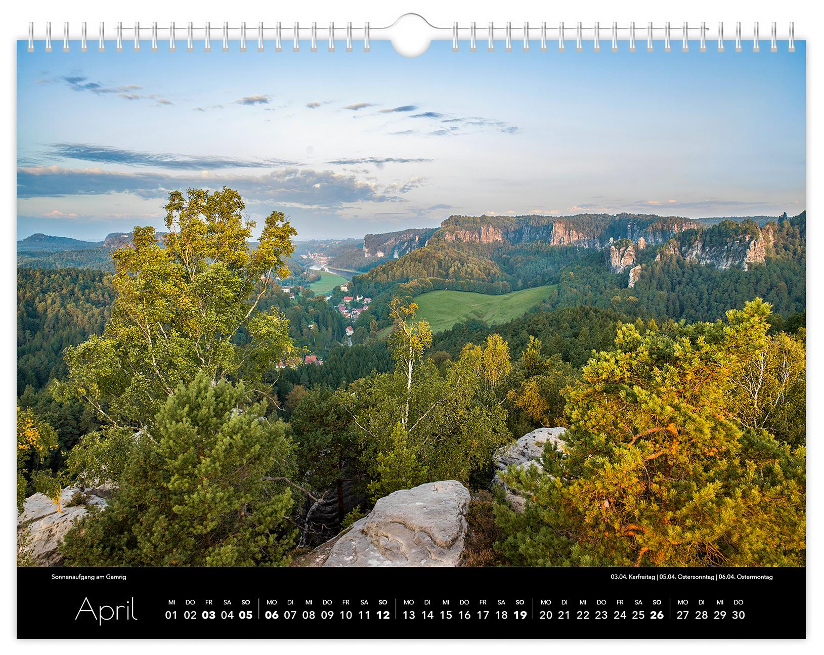 Beispielinhalt (Bild) Kalender Sächsische Schweiz 2026