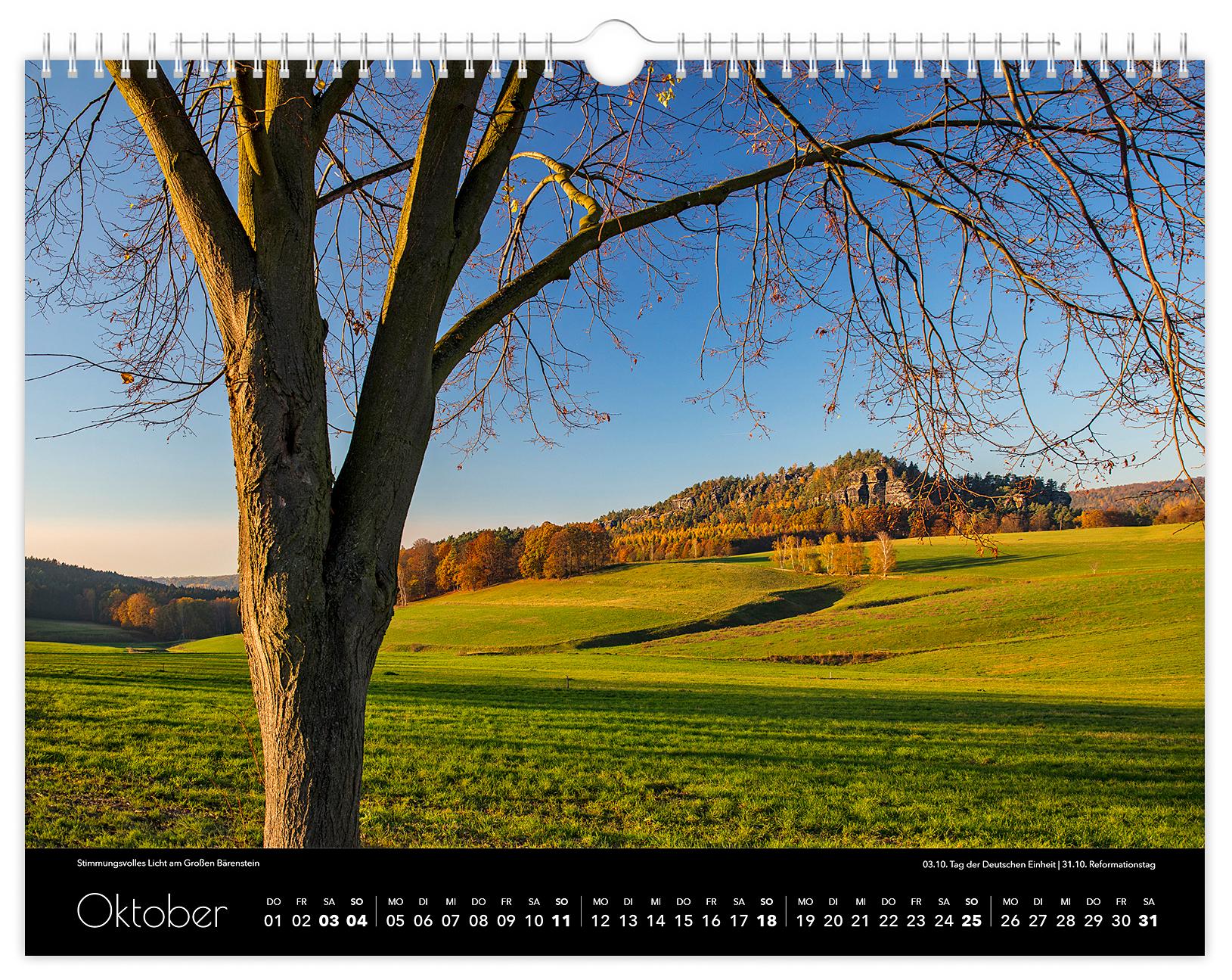 Beispielinhalt (Bild) Kalender Sächsische Schweiz 2026