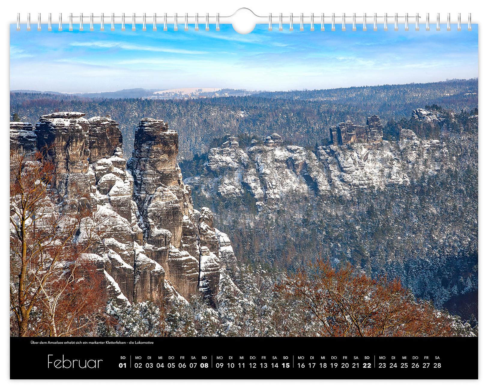 Beispielinhalt (Bild) Kalender Sächsische Schweiz 2026