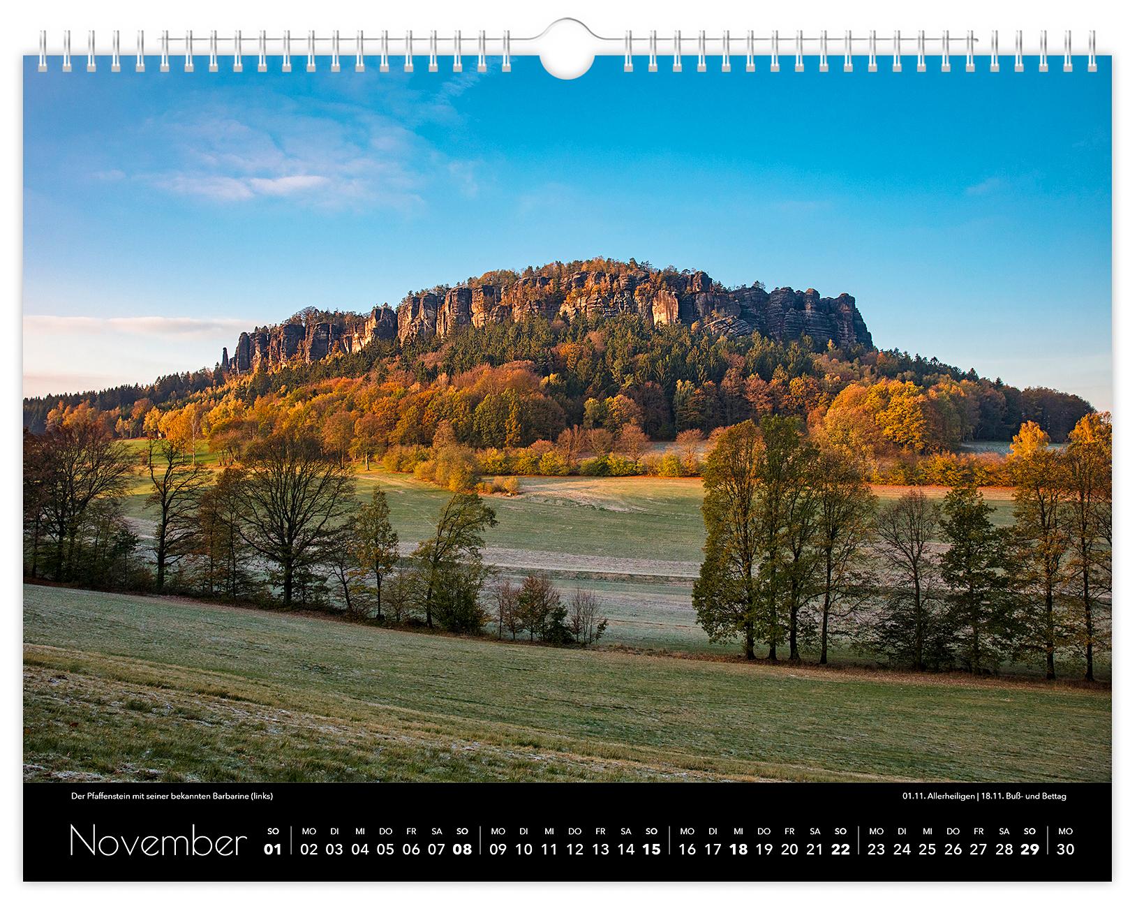 Beispielinhalt (Bild) Kalender Sächsische Schweiz 2026