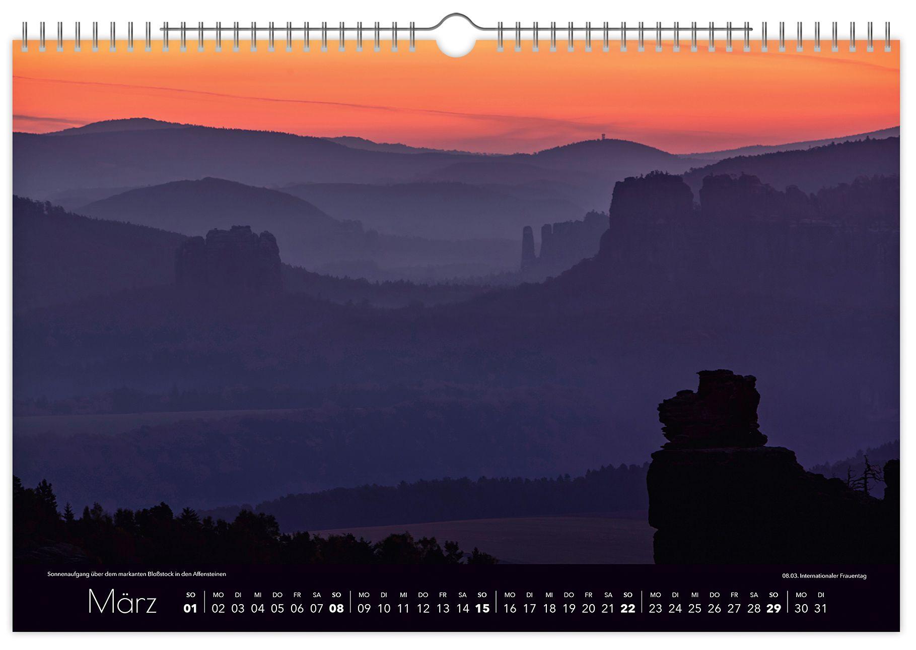 Beispielinhalt (Bild) Kalender Faszinierende Sächsische Schweiz 2026