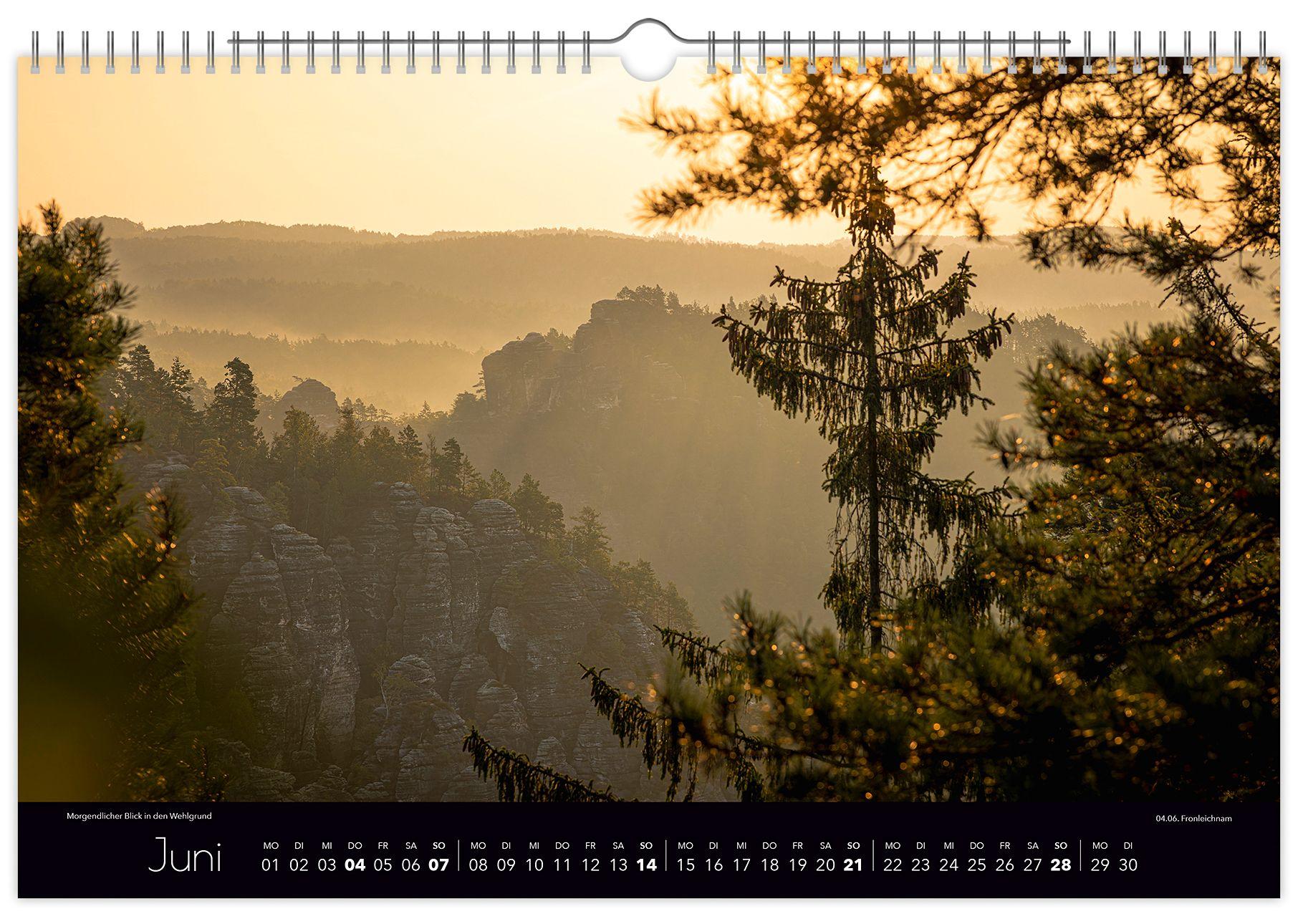 Beispielinhalt (Bild) Kalender Faszinierende Sächsische Schweiz 2026