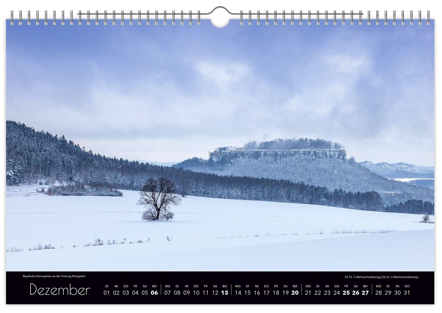 Beispielinhalt (Bild) Kalender Faszinierende Sächsische Schweiz 2026