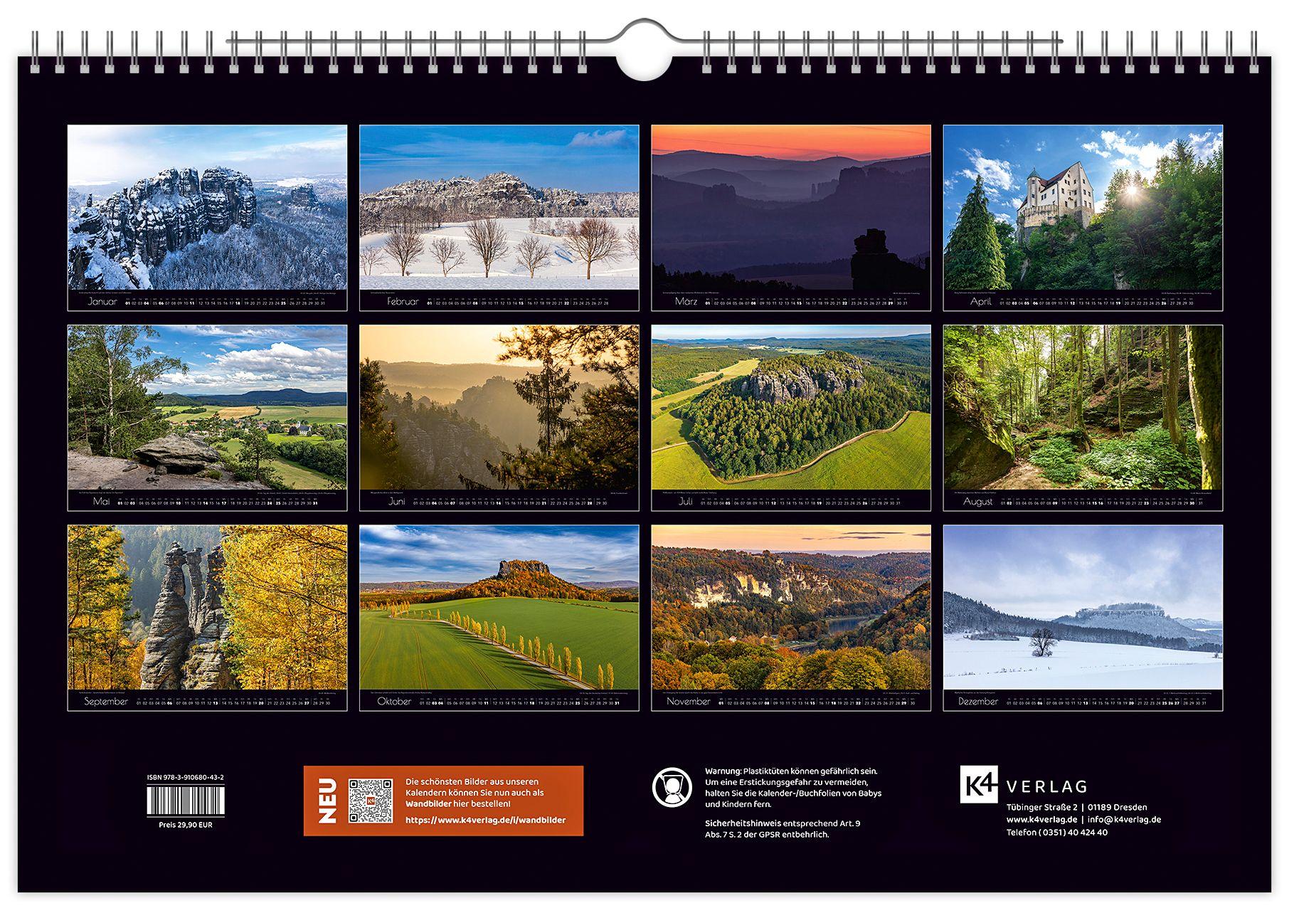 Beispielinhalt (Bild) Kalender Faszinierende Sächsische Schweiz 2026