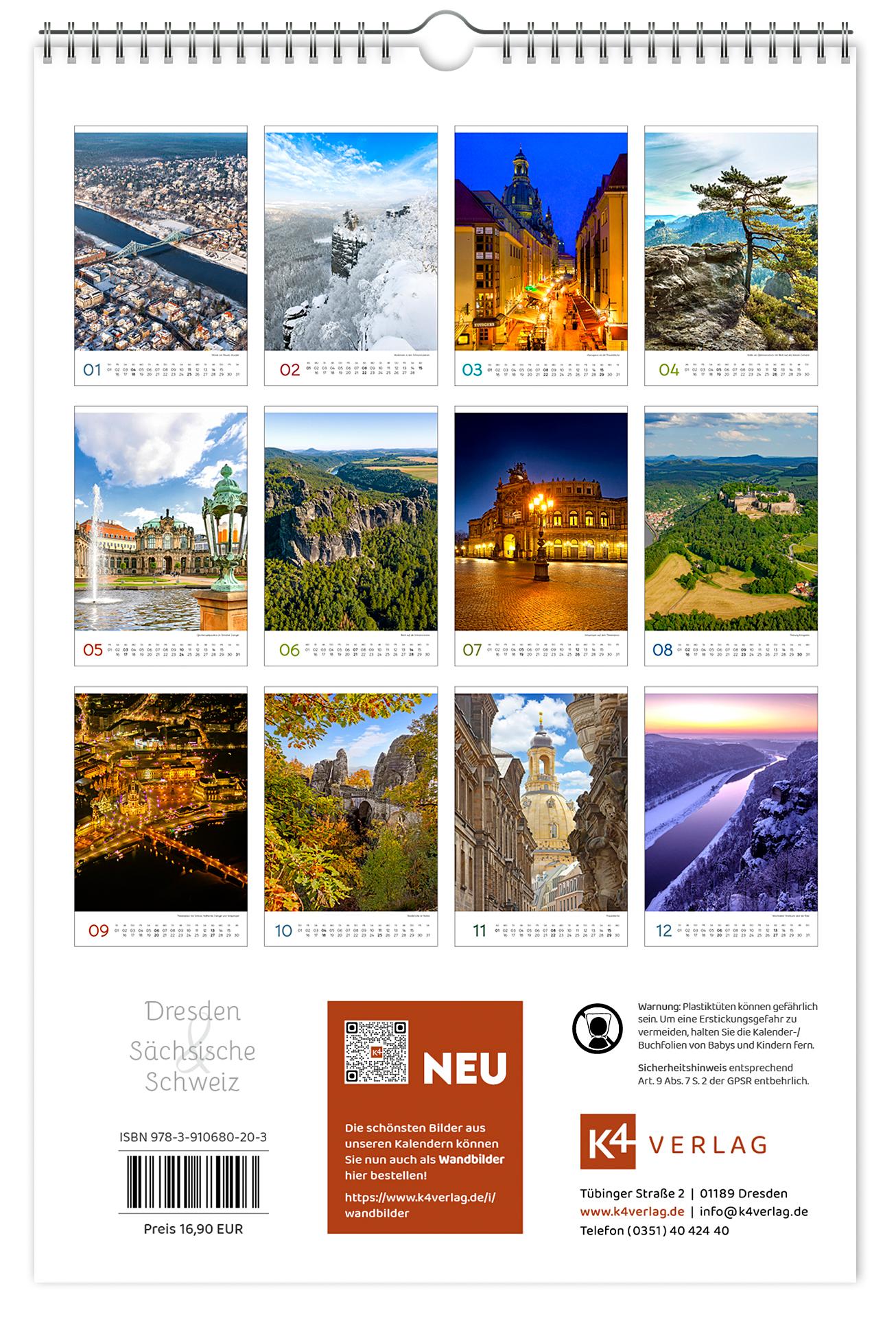 Beispielinhalt (Bild) Kalender Dresden und Sächsische Schweiz 2026