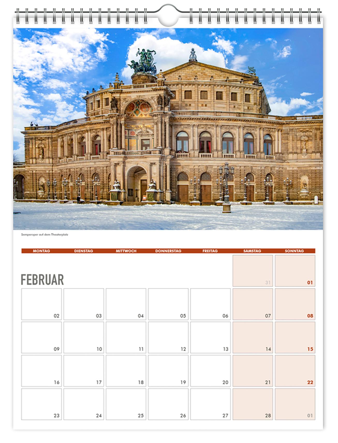Beispielinhalt (Bild) Einschreibkalender Dresden und Sächsische Schweiz 2026