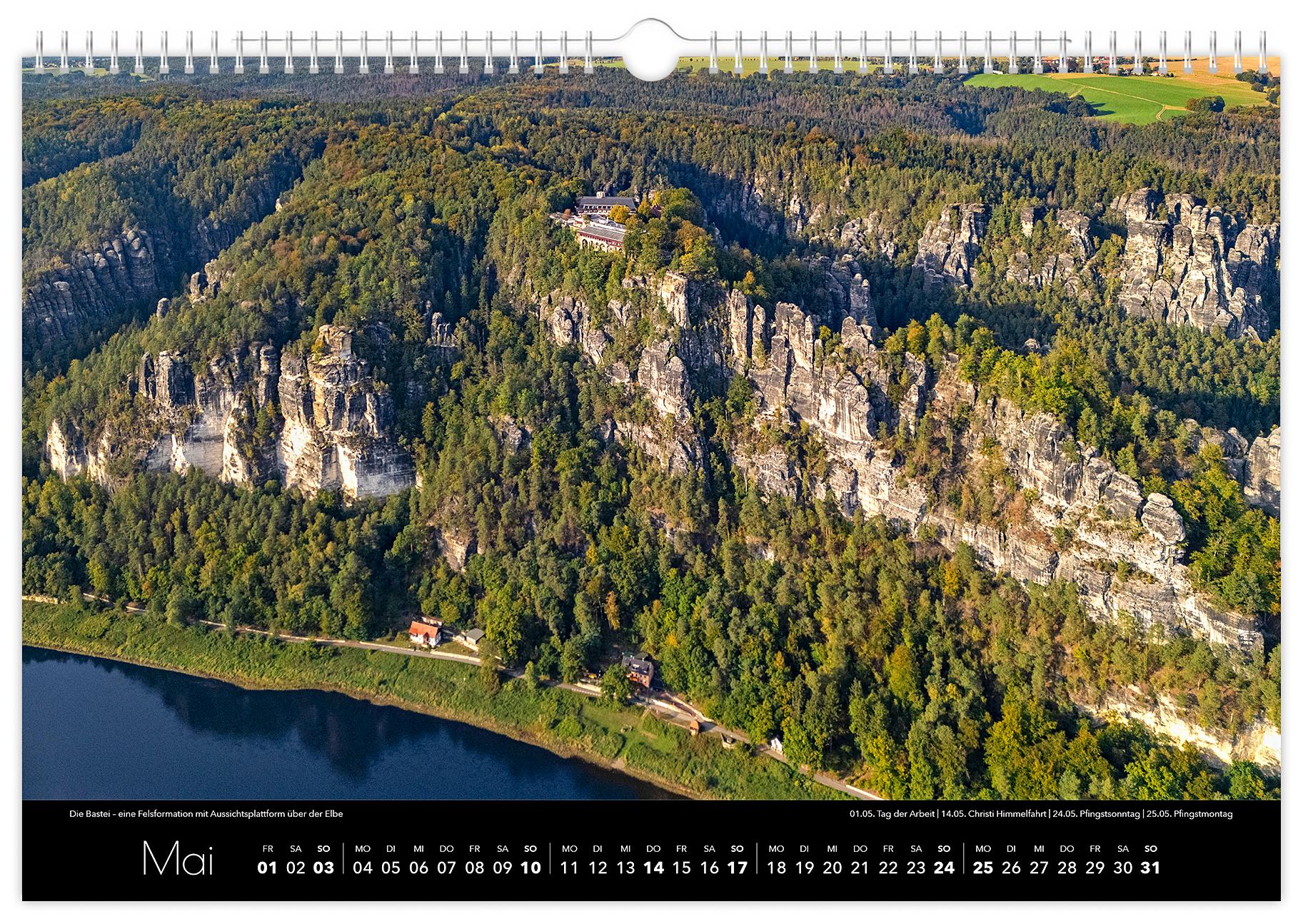 Beispielinhalt (Bild) Kalender Sächsische Schweiz Luftaufnahmen 2026