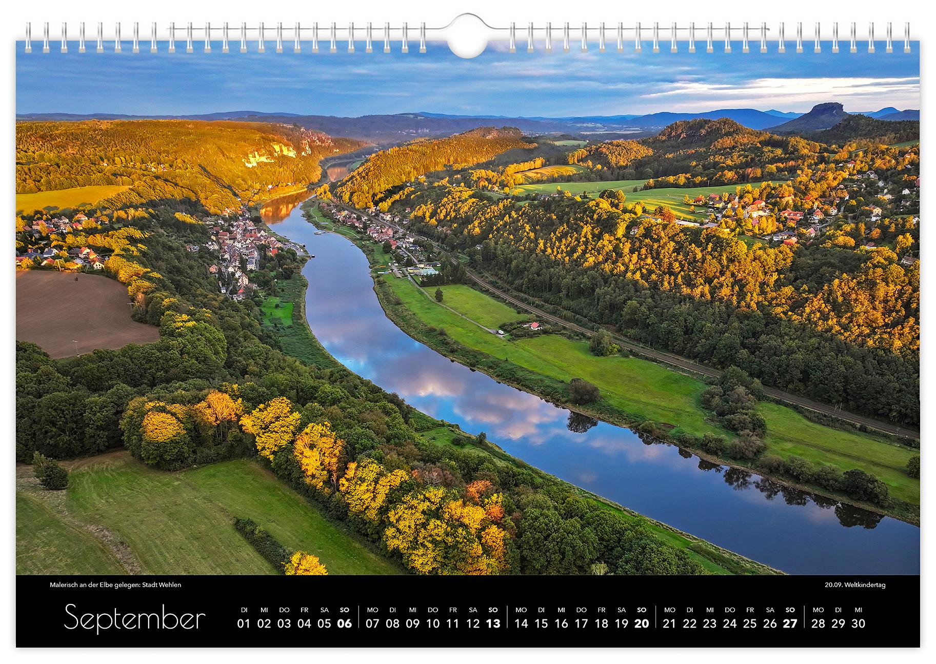 Beispielinhalt (Bild) Kalender Sächsische Schweiz Luftaufnahmen 2026
