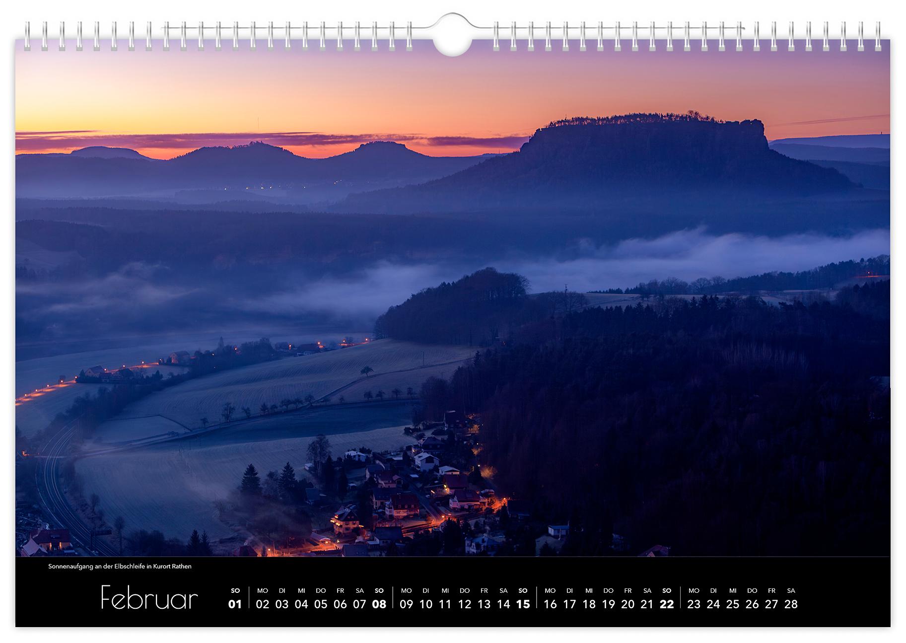 Beispielinhalt (Bild) Kalender Sächsische Schweiz Luftaufnahmen 2026