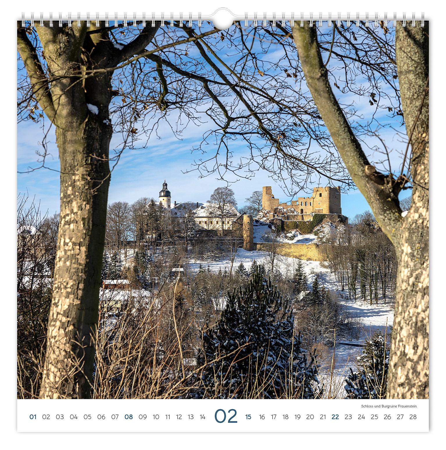 Beispielinhalt (Bild) Kalender Burgen und Schlösser Sachsen 2026