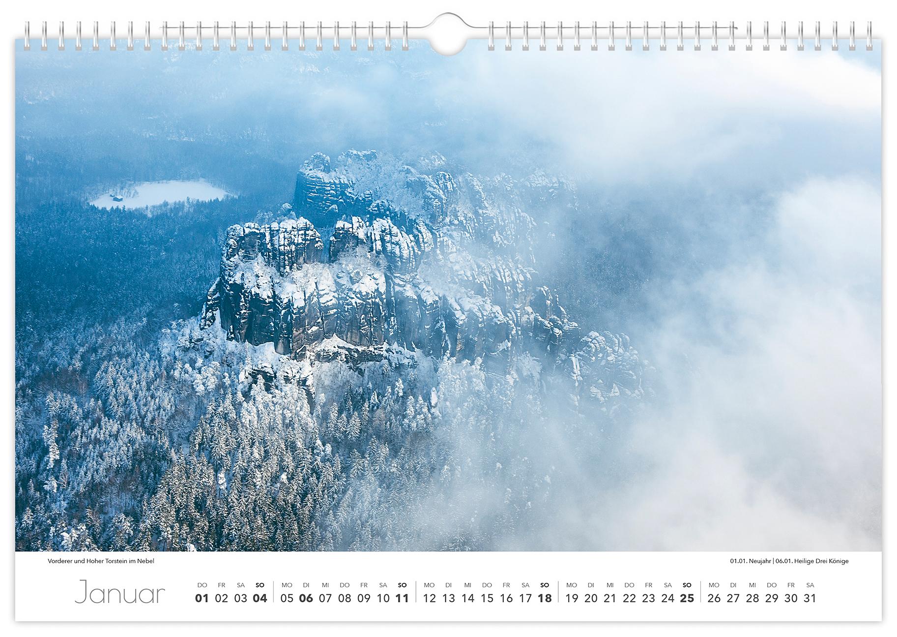 Beispielinhalt (Bild) Kalender Sächsische Schweiz 2026
