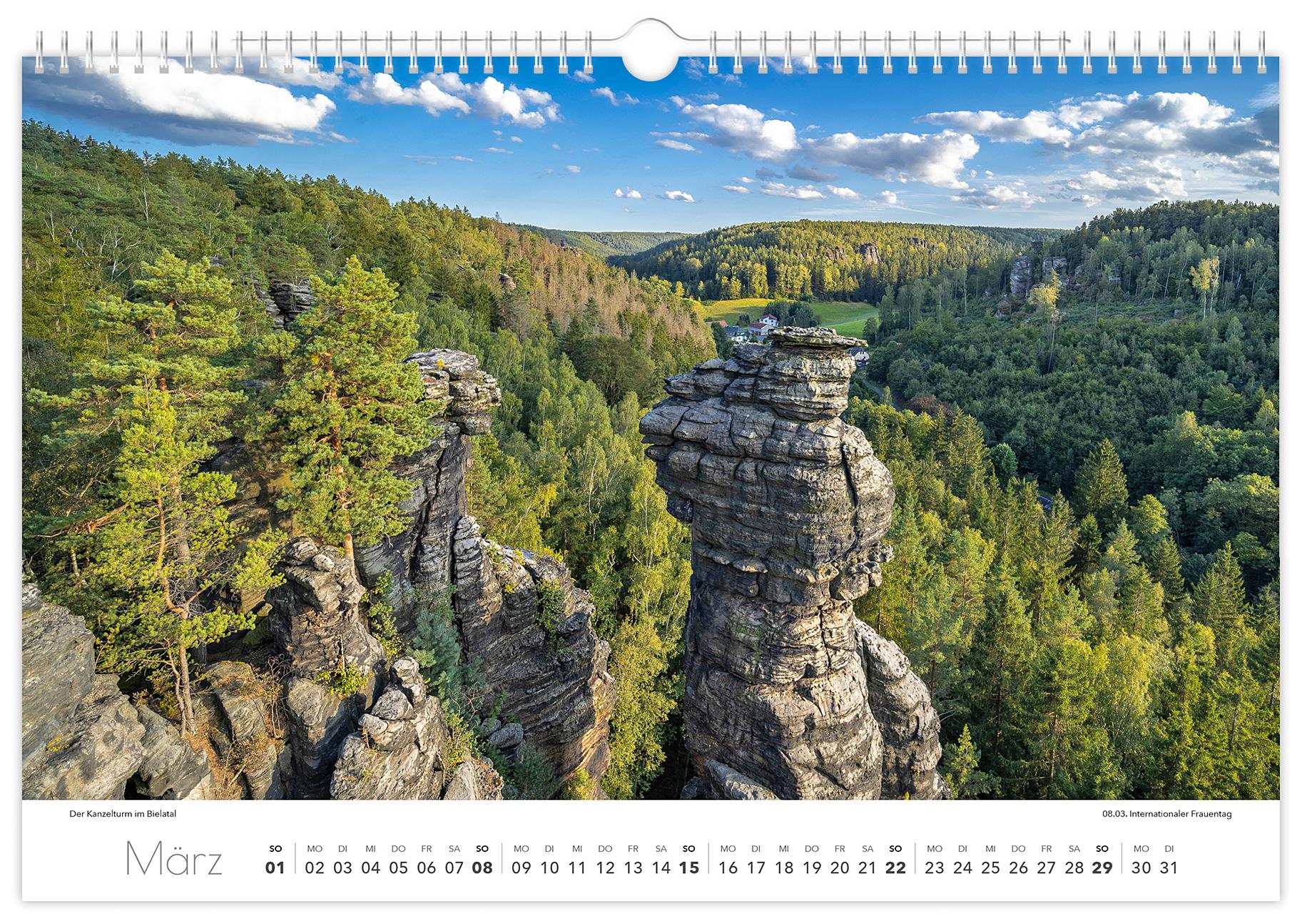 Beispielinhalt (Bild) Kalender Sächsische Schweiz 2026