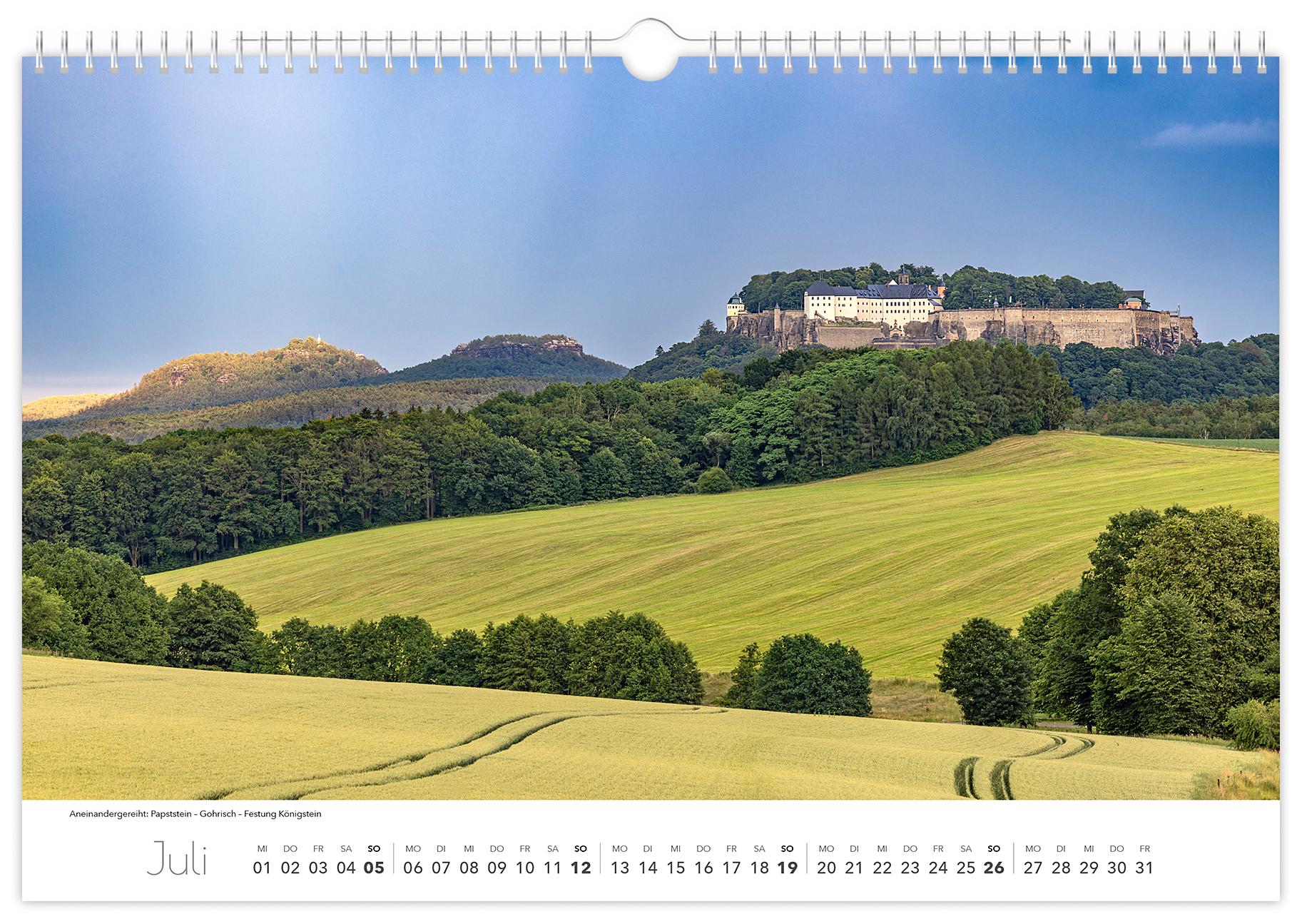 Beispielinhalt (Bild) Kalender Sächsische Schweiz 2026