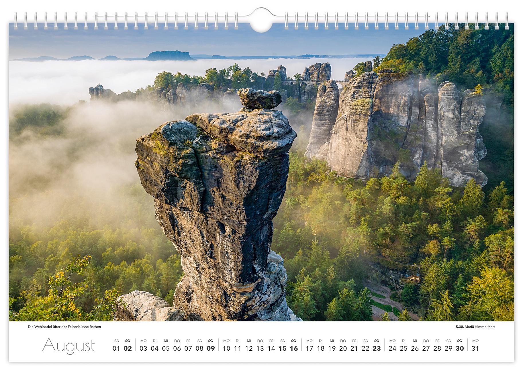 Beispielinhalt (Bild) Kalender Sächsische Schweiz 2026