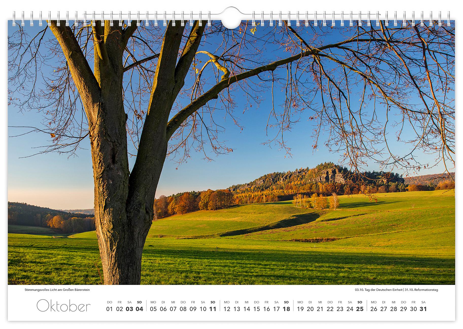 Beispielinhalt (Bild) Kalender Sächsische Schweiz 2026