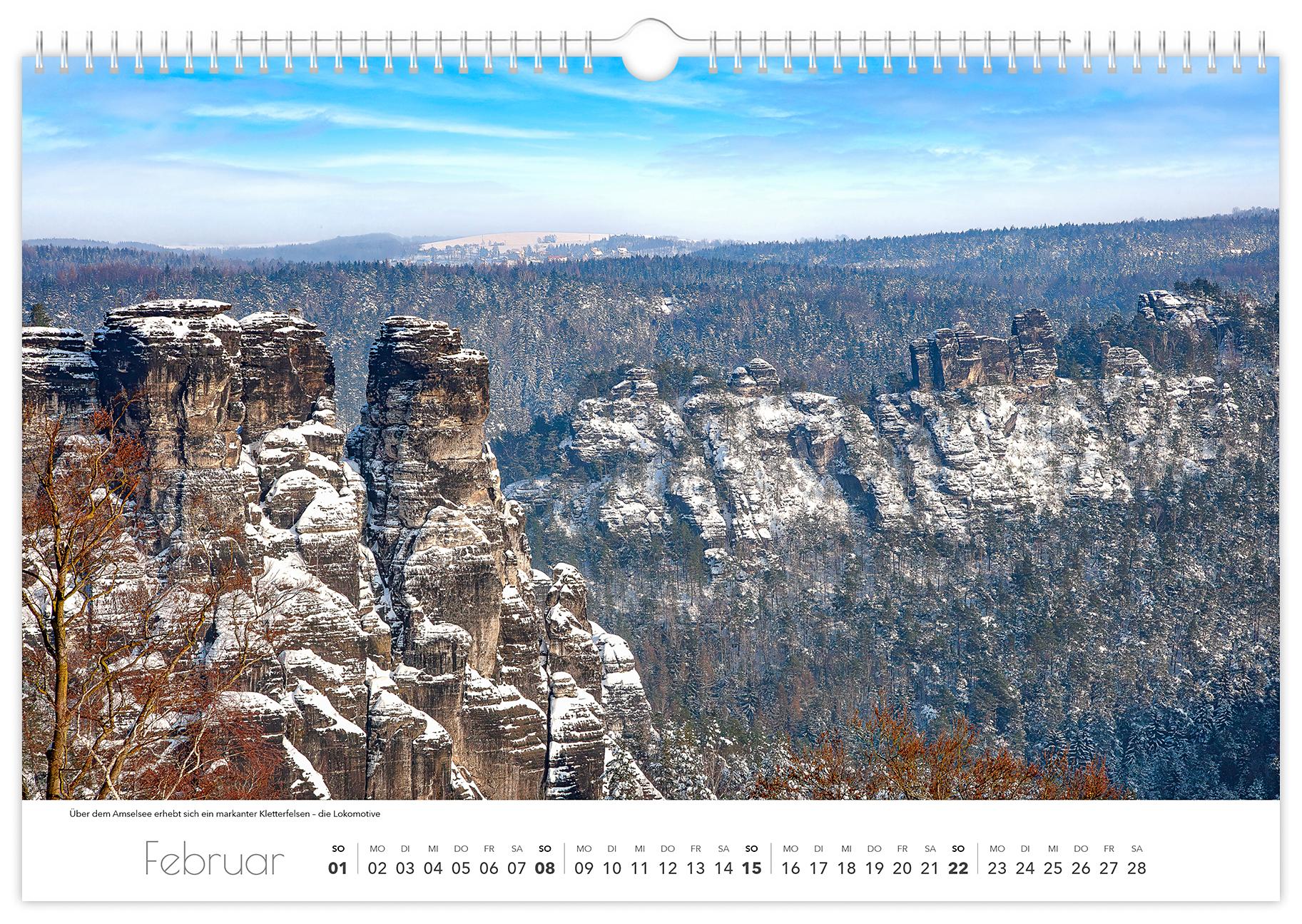 Beispielinhalt (Bild) Kalender Sächsische Schweiz 2026