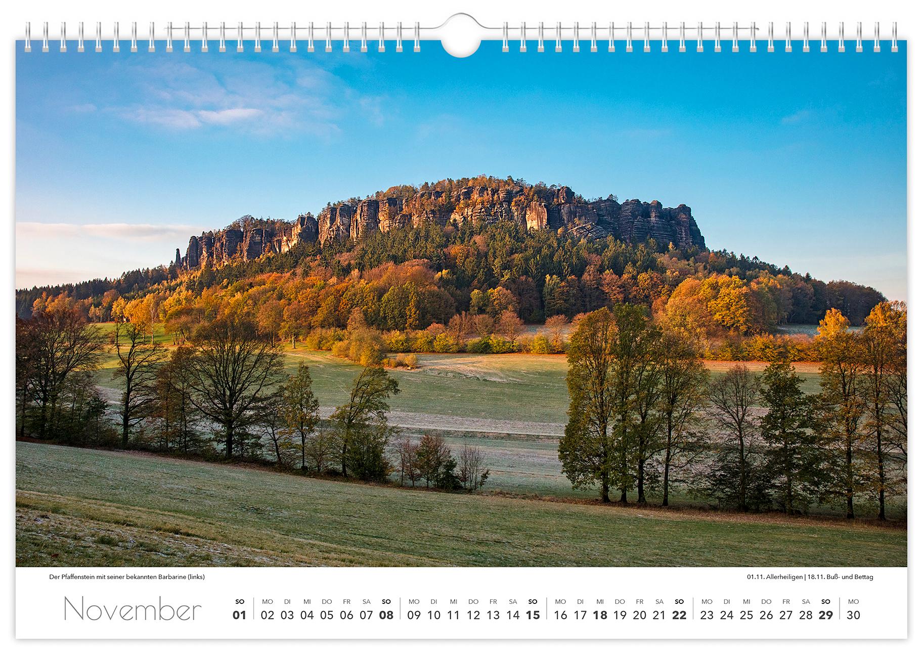 Beispielinhalt (Bild) Kalender Sächsische Schweiz 2026