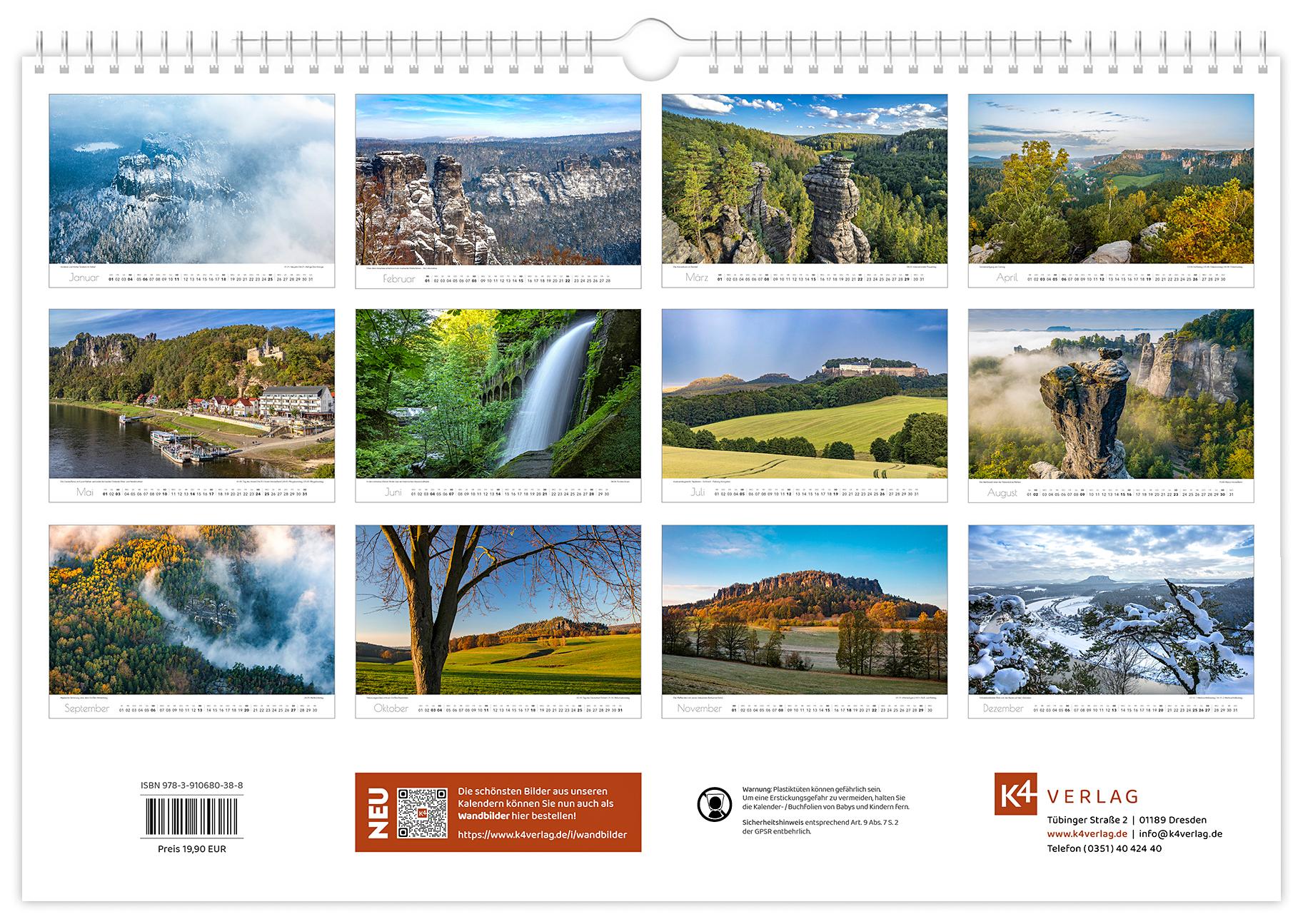 Beispielinhalt (Bild) Kalender Sächsische Schweiz 2026