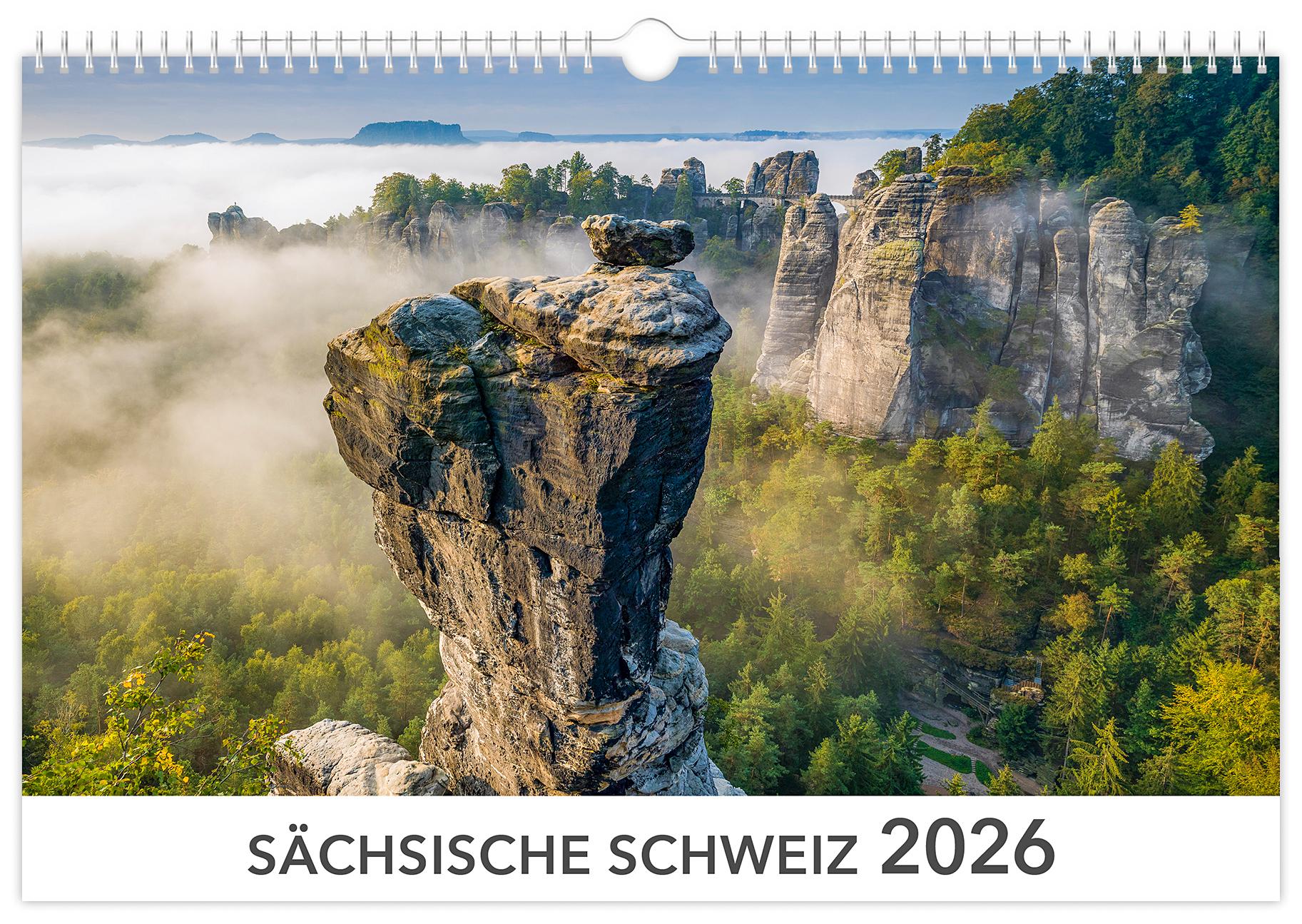 Vorderes Coverbild Kalender Sächsische Schweiz 2026