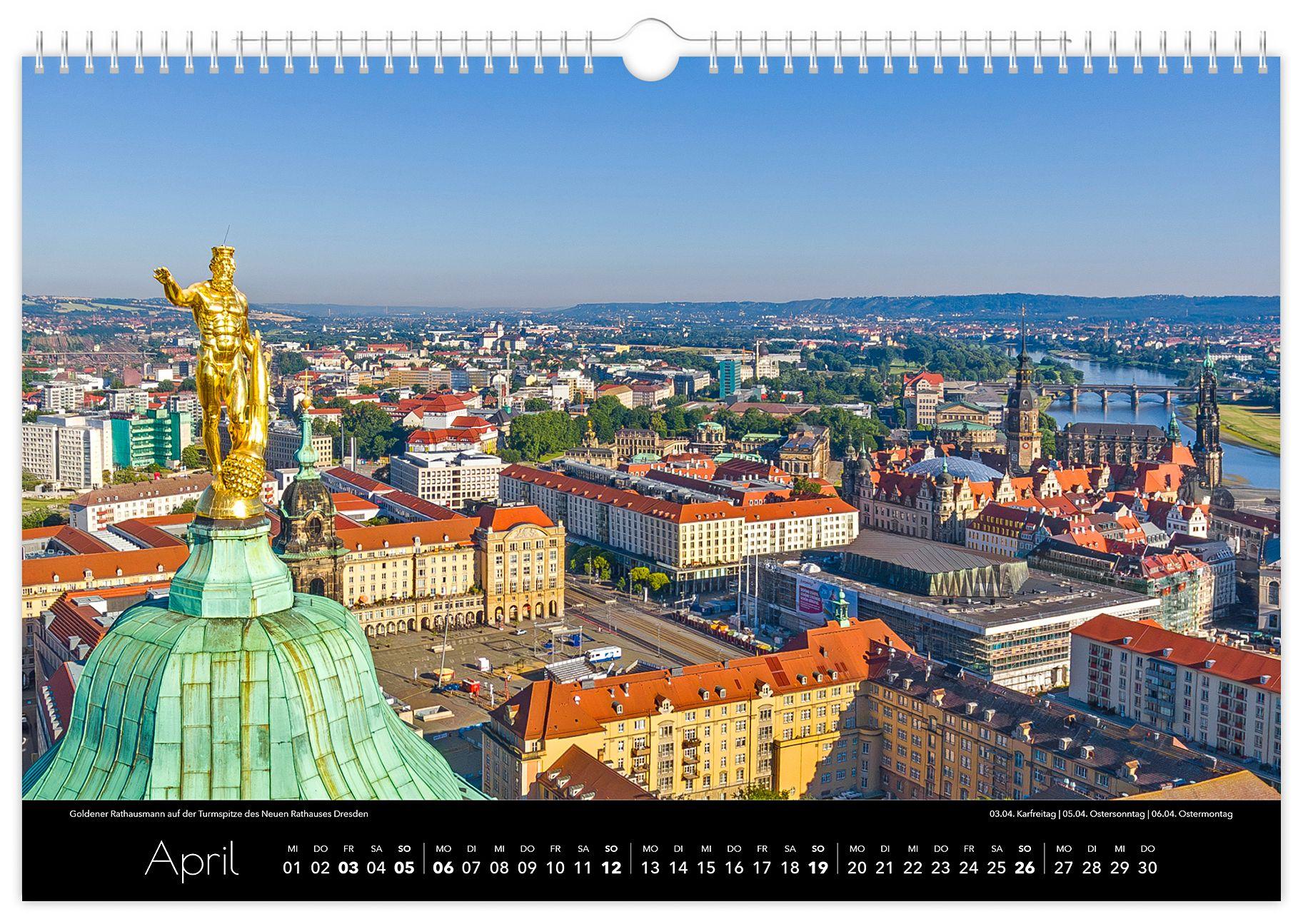 Beispielinhalt (Bild) Kalender Dresden Luftaufnahmen 2026