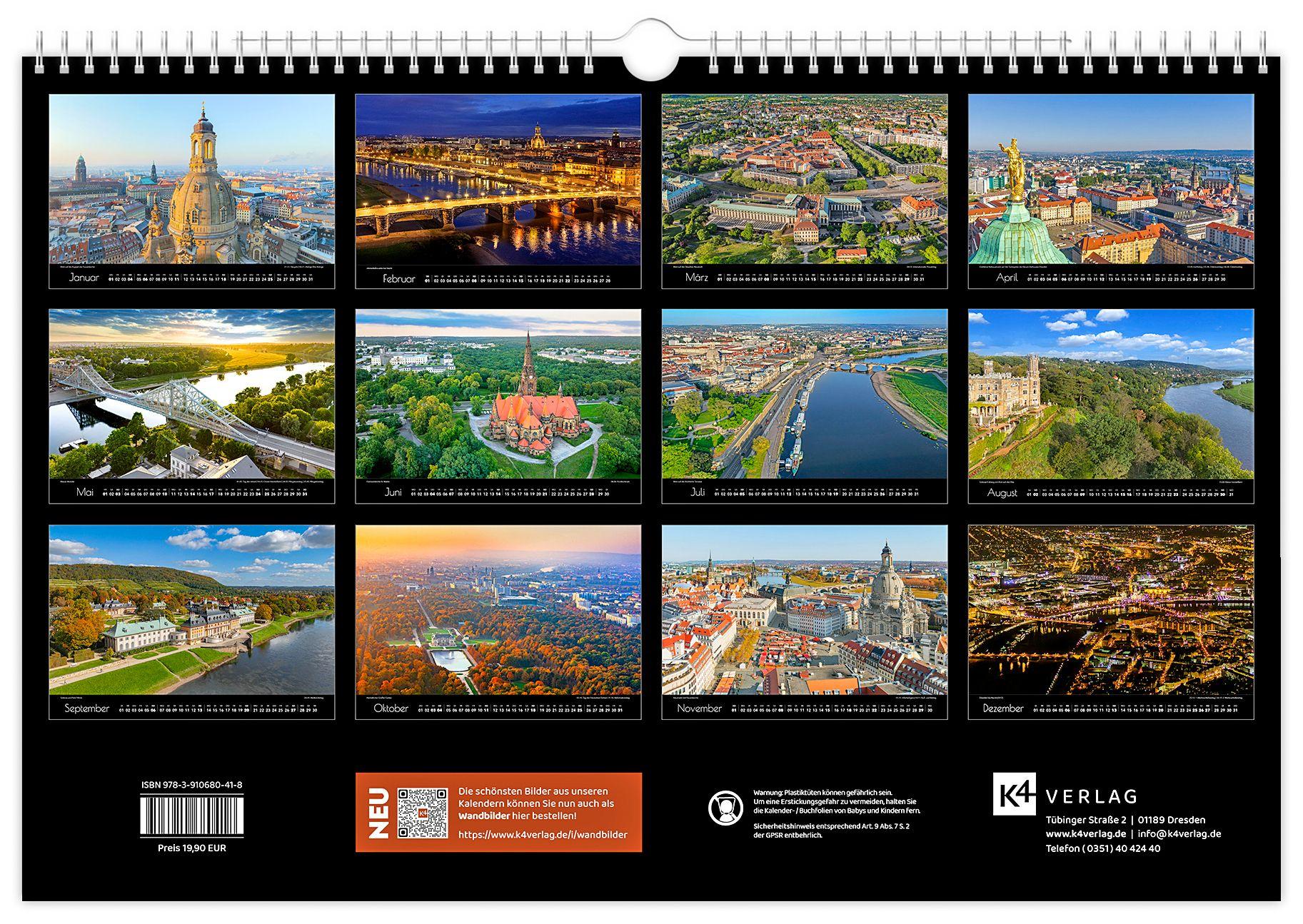 Beispielinhalt (Bild) Kalender Dresden Luftaufnahmen 2026