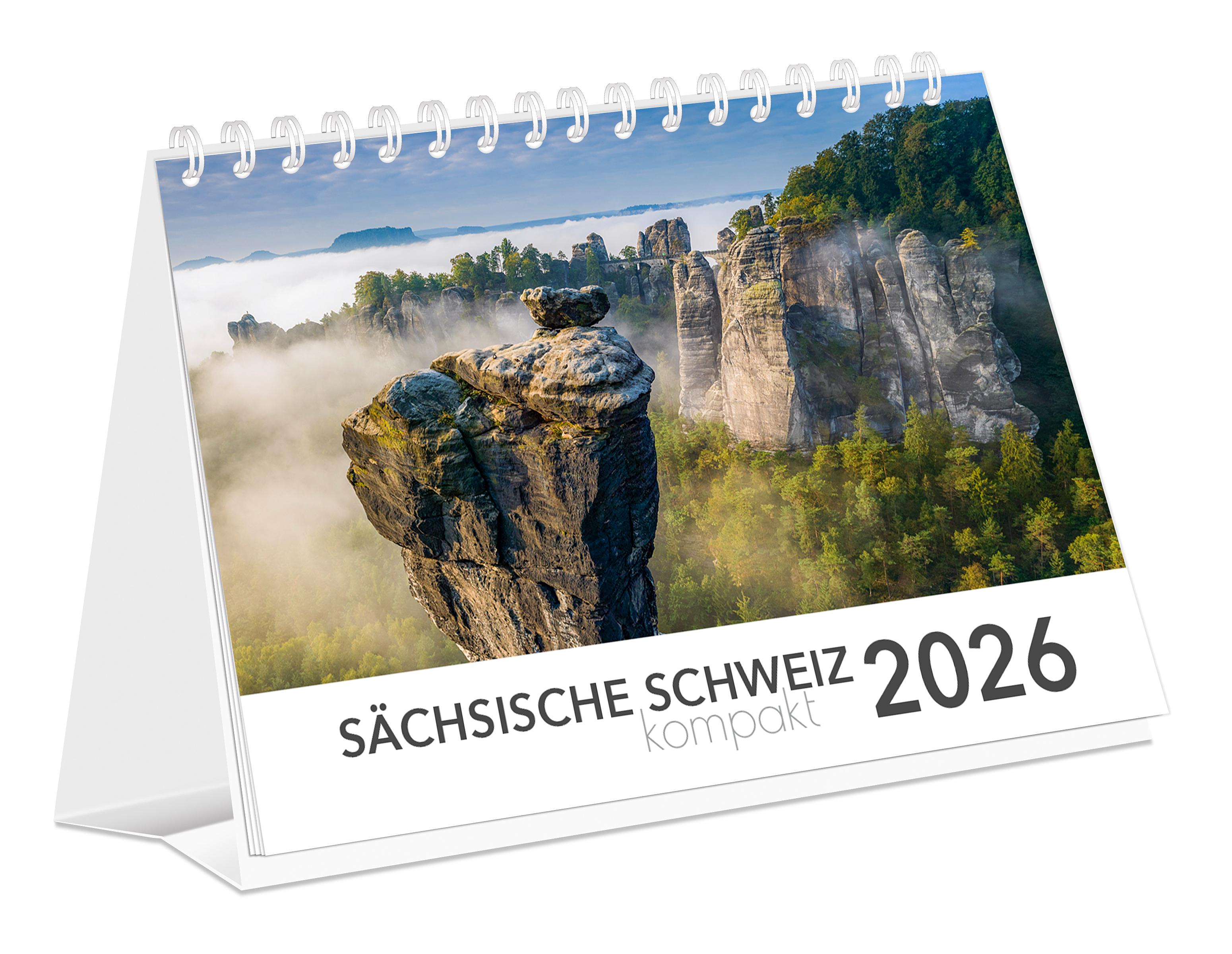 Vorderes Coverbild Kalender Sächsische Schweiz kompakt 2026