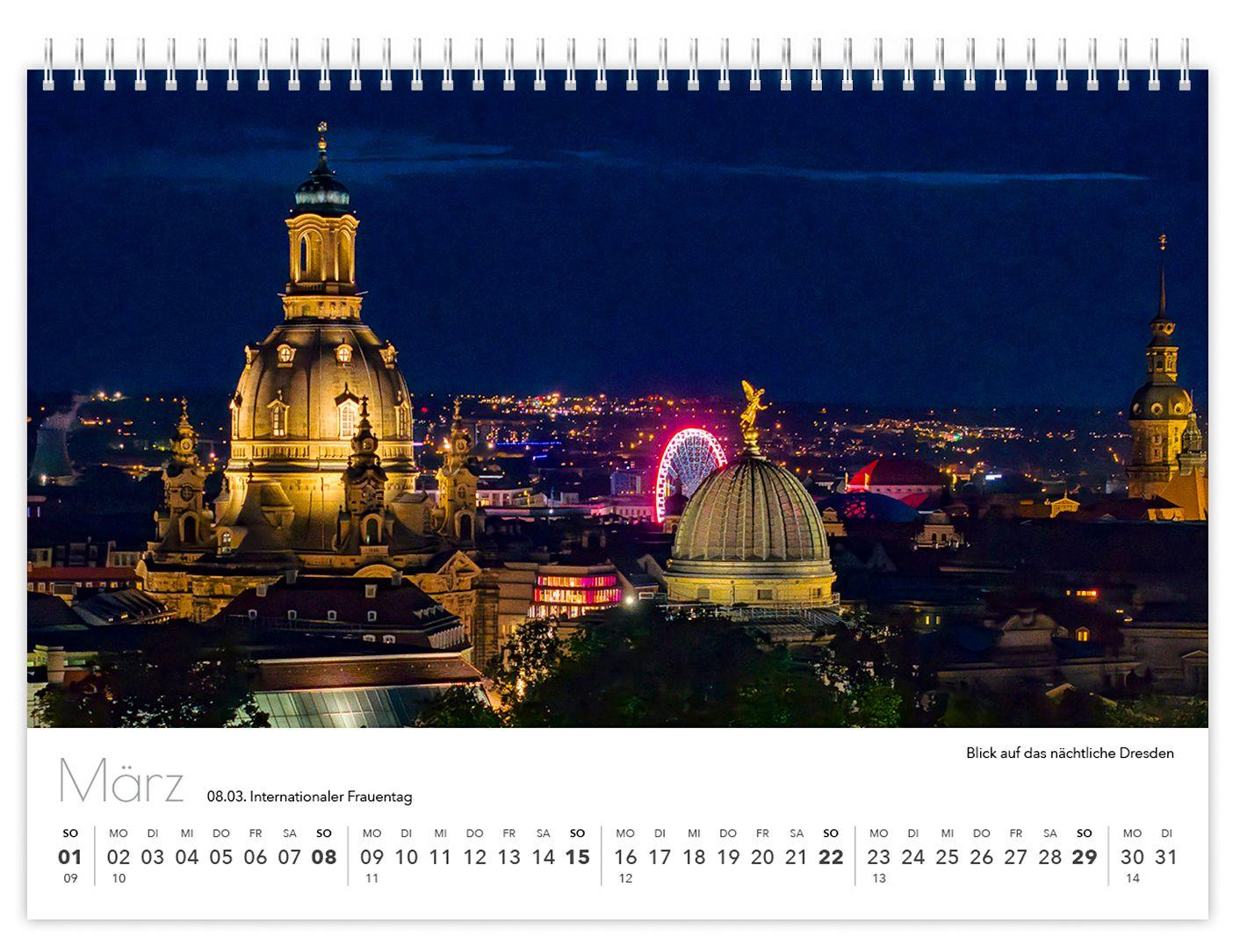 Beispielinhalt (Bild) Kalender Sachsen von oben kompakt 2026