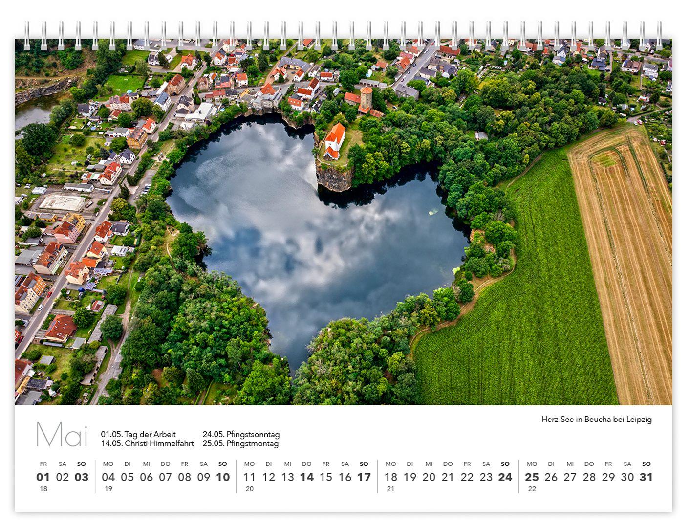 Beispielinhalt (Bild) Kalender Sachsen von oben kompakt 2026