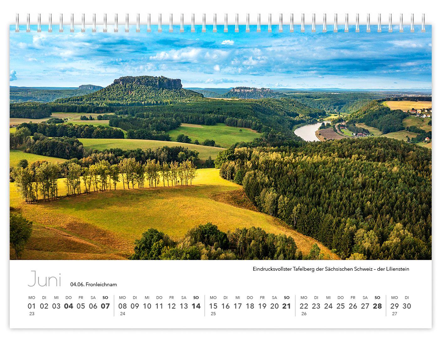 Beispielinhalt (Bild) Kalender Sachsen von oben kompakt 2026