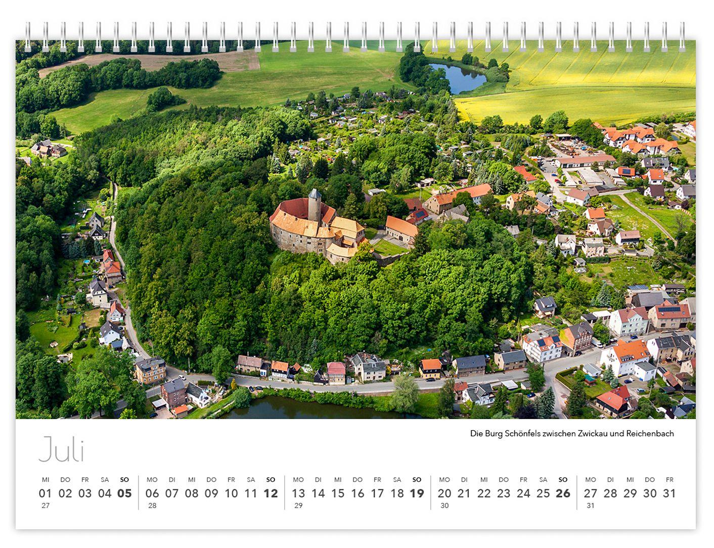 Beispielinhalt (Bild) Kalender Sachsen von oben kompakt 2026
