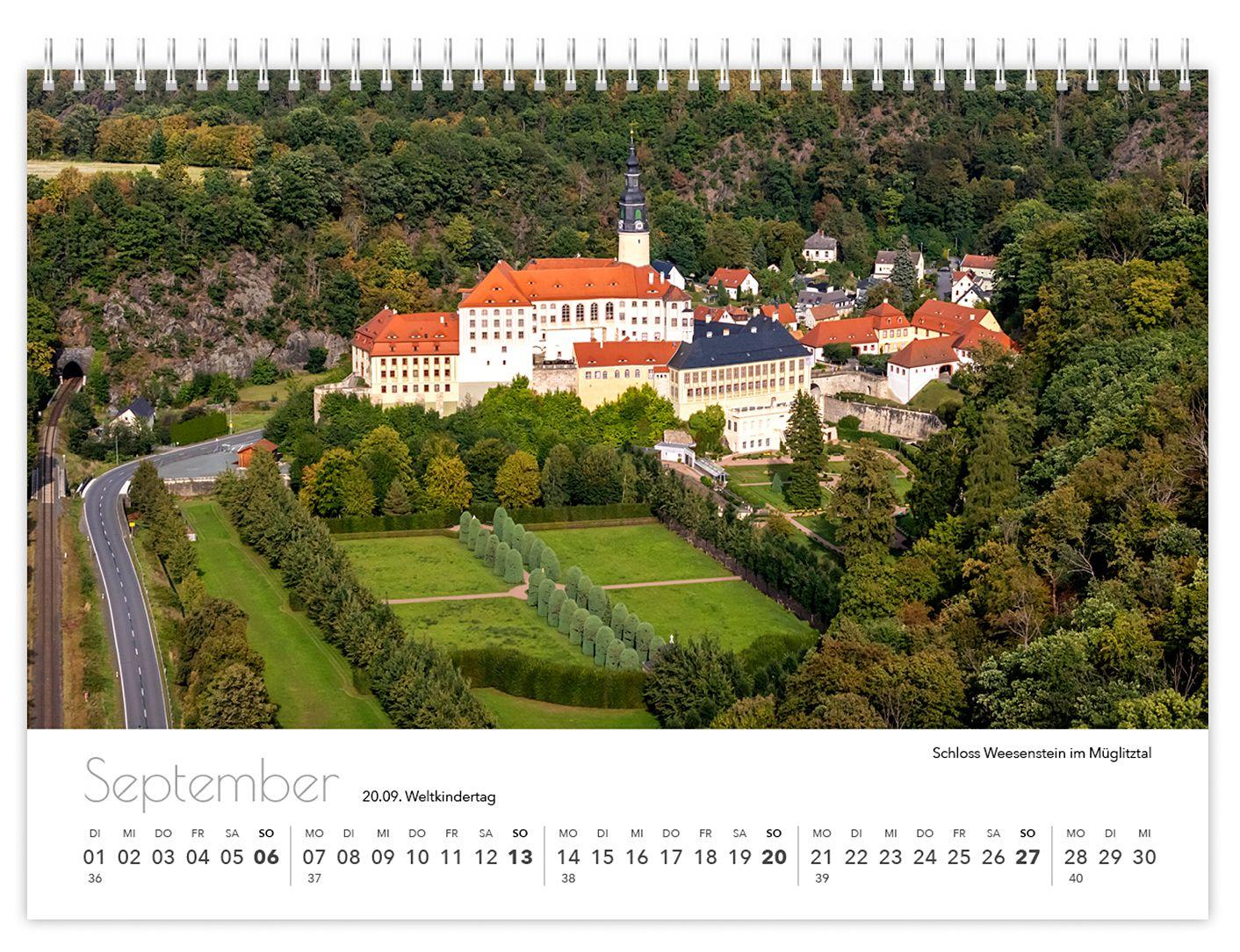 Beispielinhalt (Bild) Kalender Sachsen von oben kompakt 2026