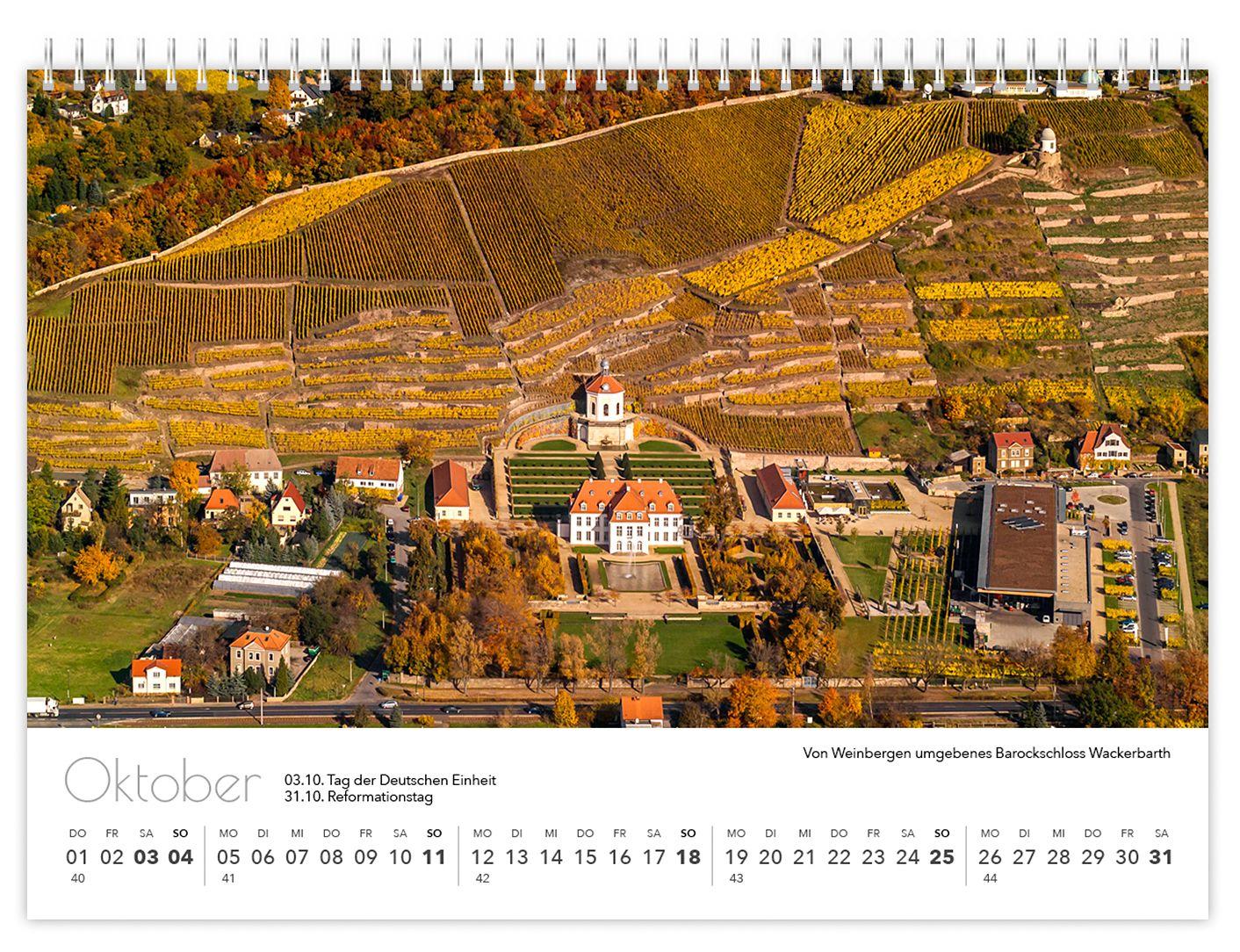 Beispielinhalt (Bild) Kalender Sachsen von oben kompakt 2026