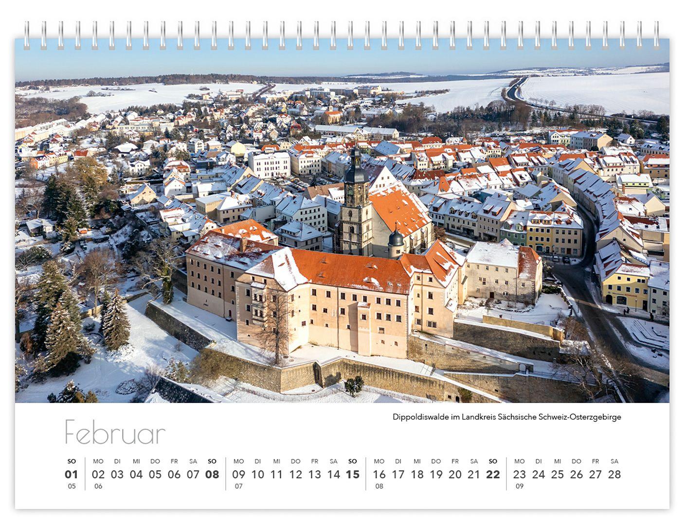 Beispielinhalt (Bild) Kalender Sachsen von oben kompakt 2026