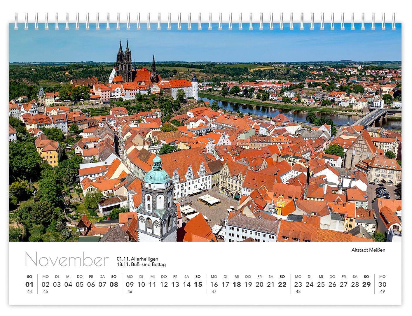 Beispielinhalt (Bild) Kalender Sachsen von oben kompakt 2026