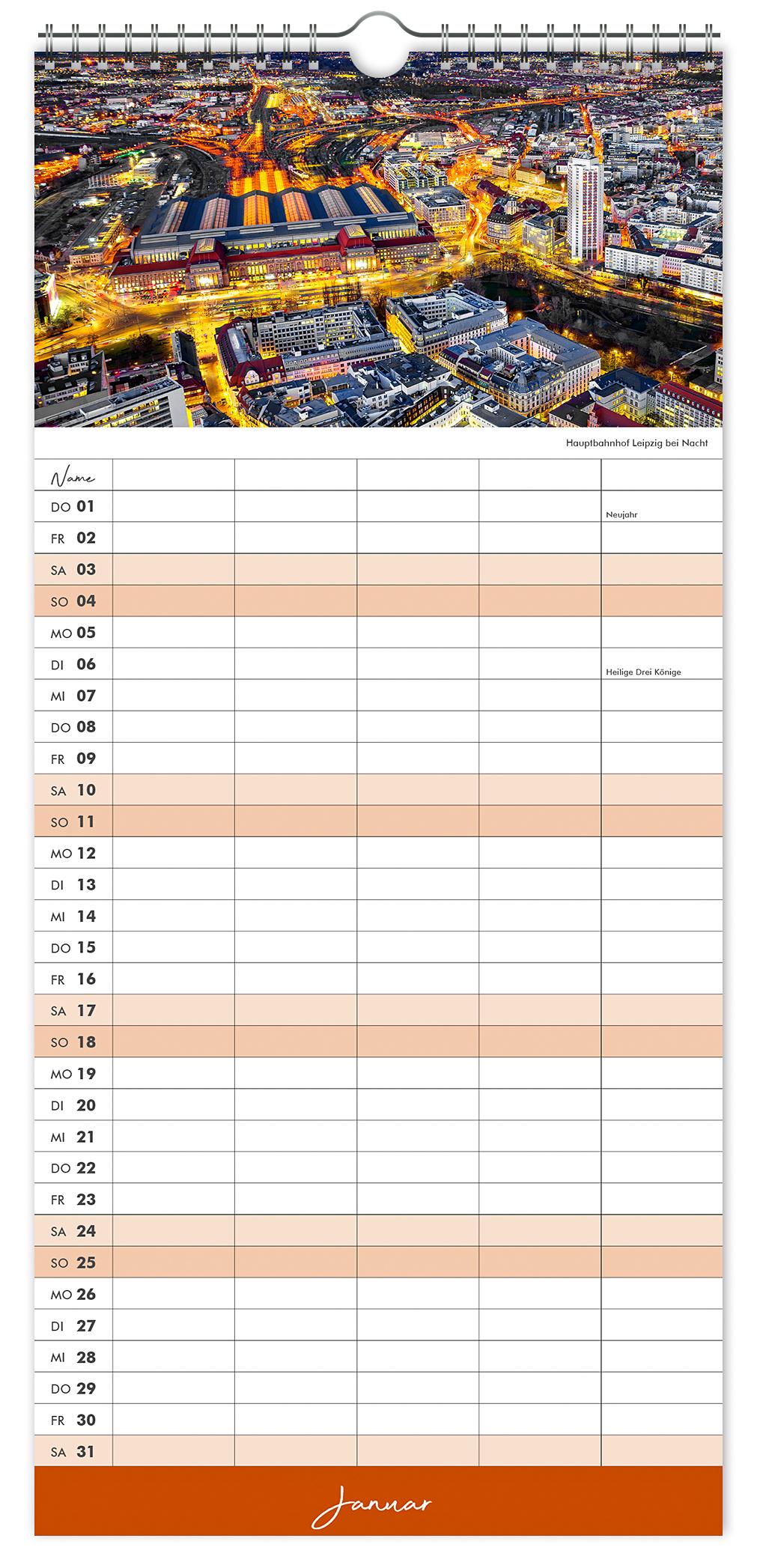 Beispielinhalt (Bild) Kalender Familienplaner Leipzig 2026