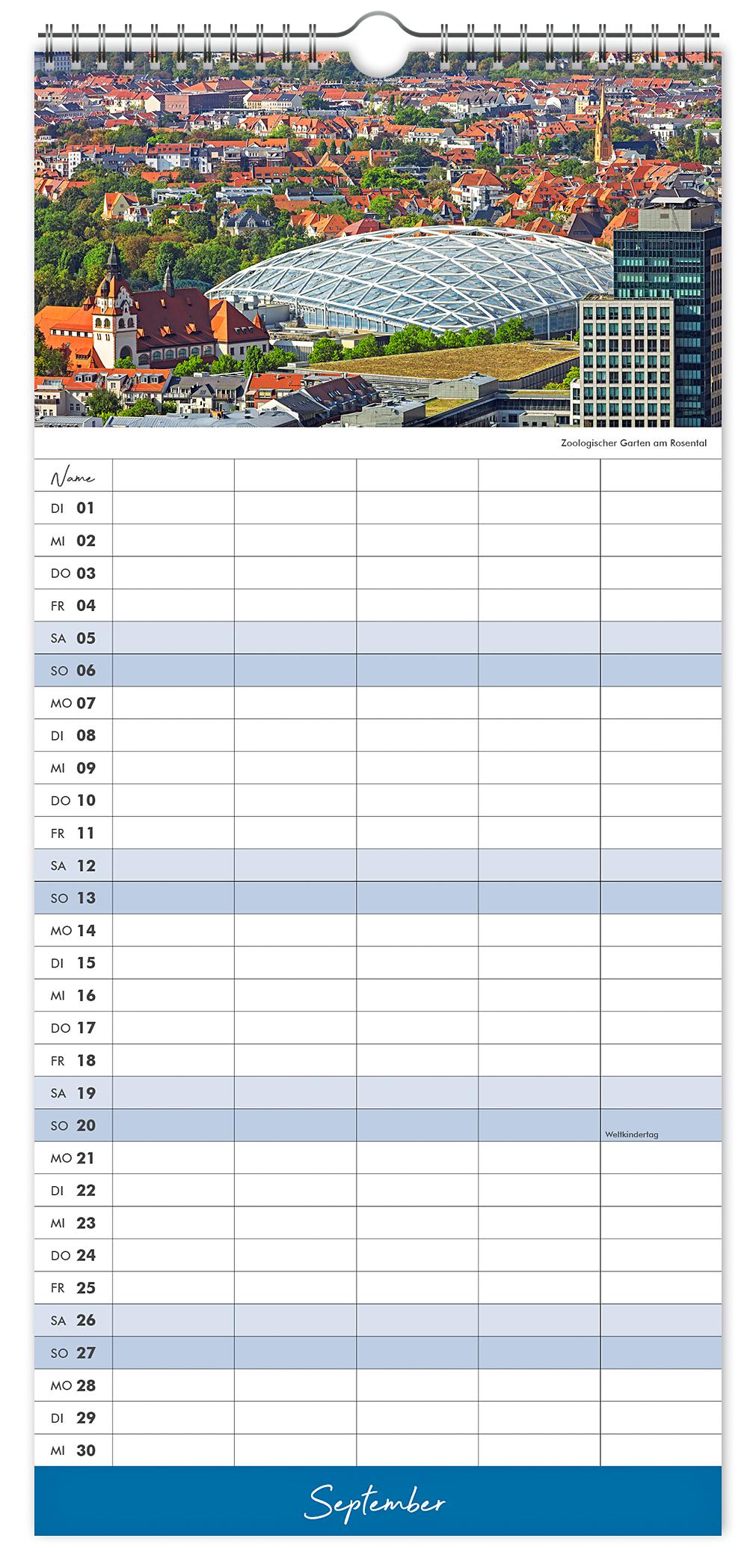 Beispielinhalt (Bild) Kalender Familienplaner Leipzig 2026