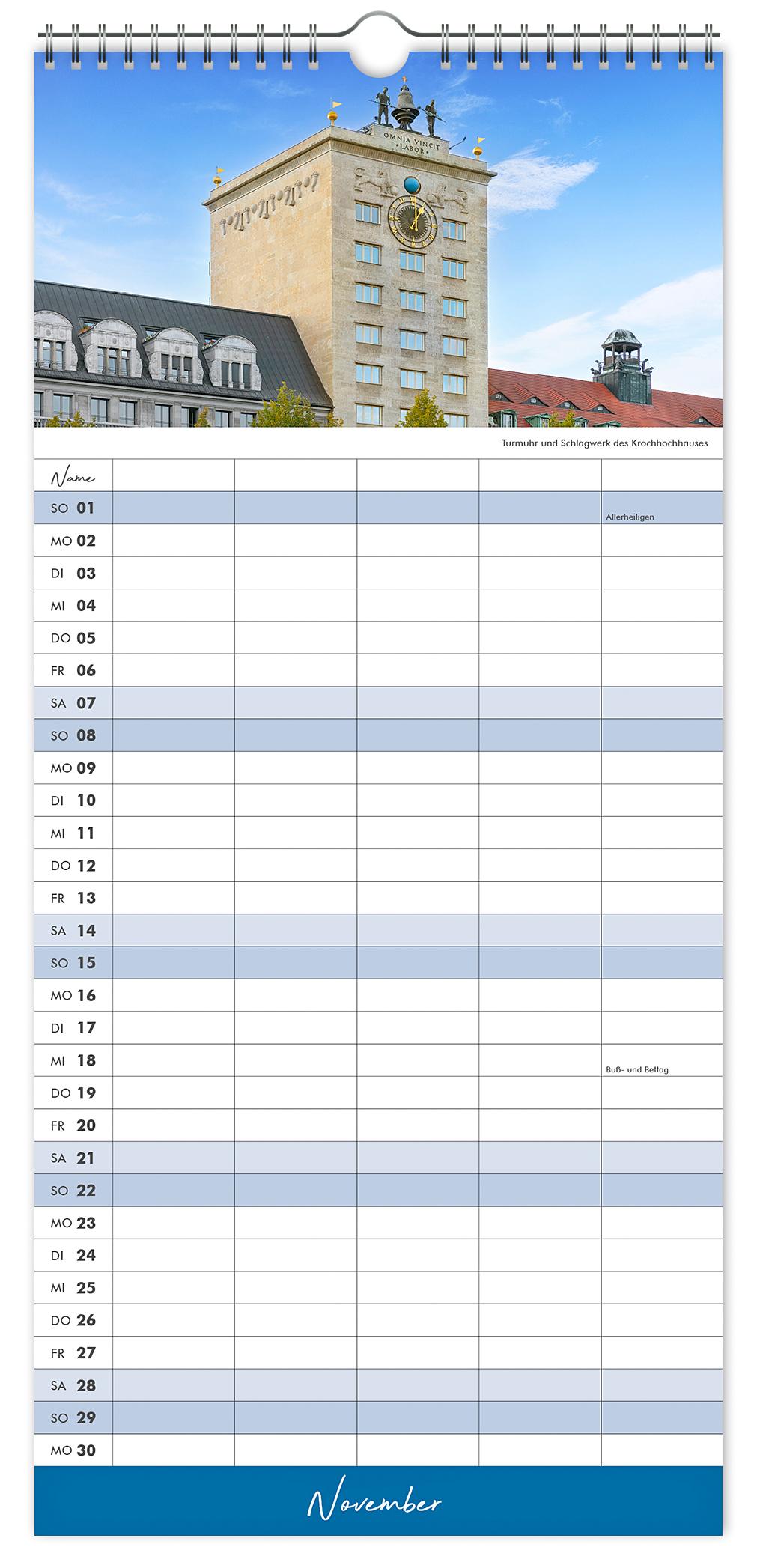 Beispielinhalt (Bild) Kalender Familienplaner Leipzig 2026