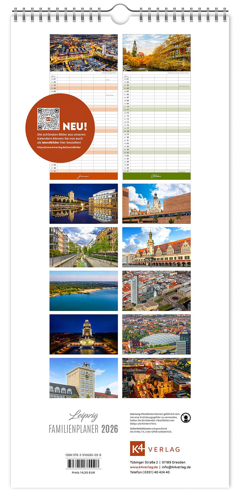 Beispielinhalt (Bild) Kalender Familienplaner Leipzig 2026